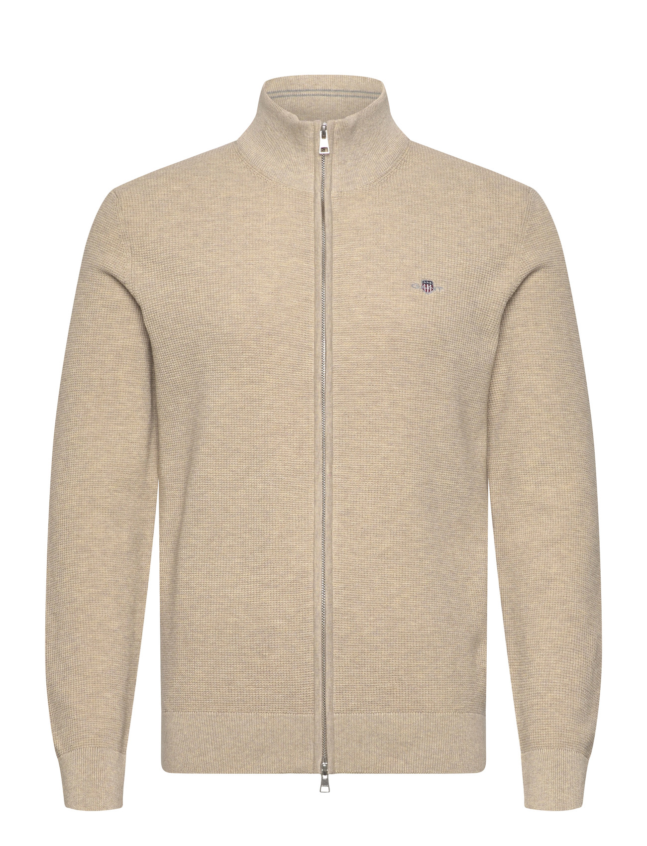 GANT Waffle Knit Zip Cardigan - Khaki green - S 2