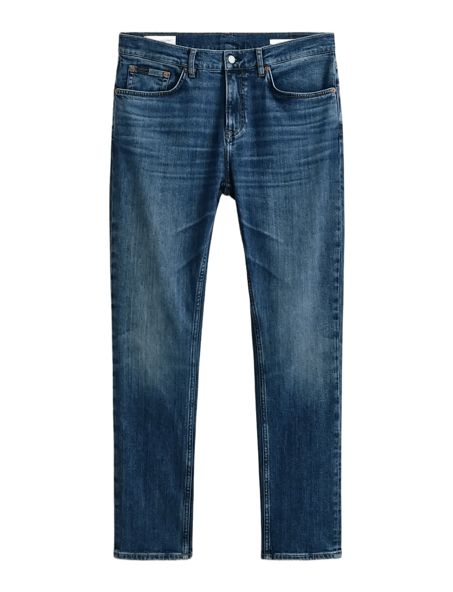 Gant - Classic Slim Denim Jeans - slim jeans - mid blue broken in - 0