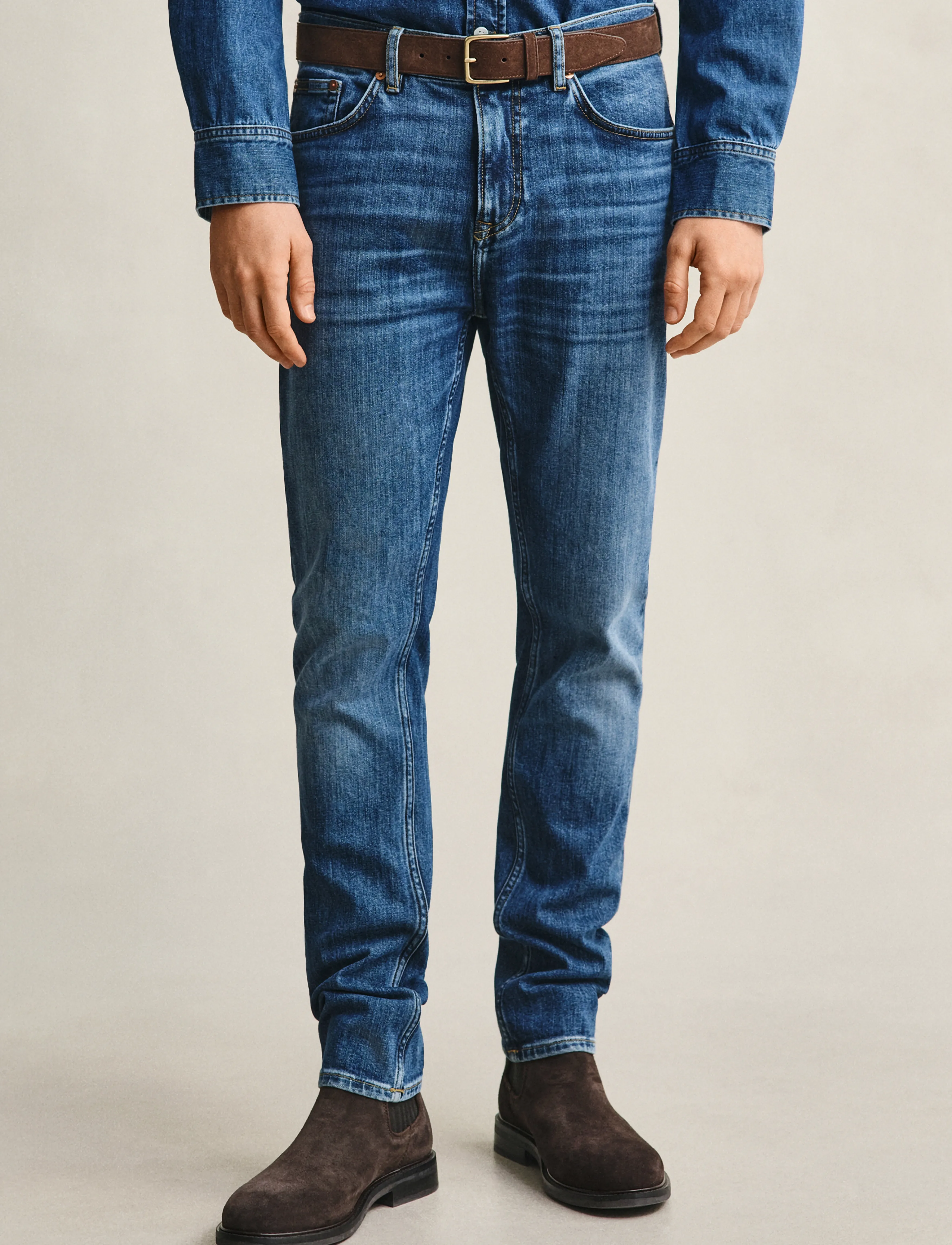 Gant - Classic Slim Denim Jeans - slim jeans - mid blue broken in - 1