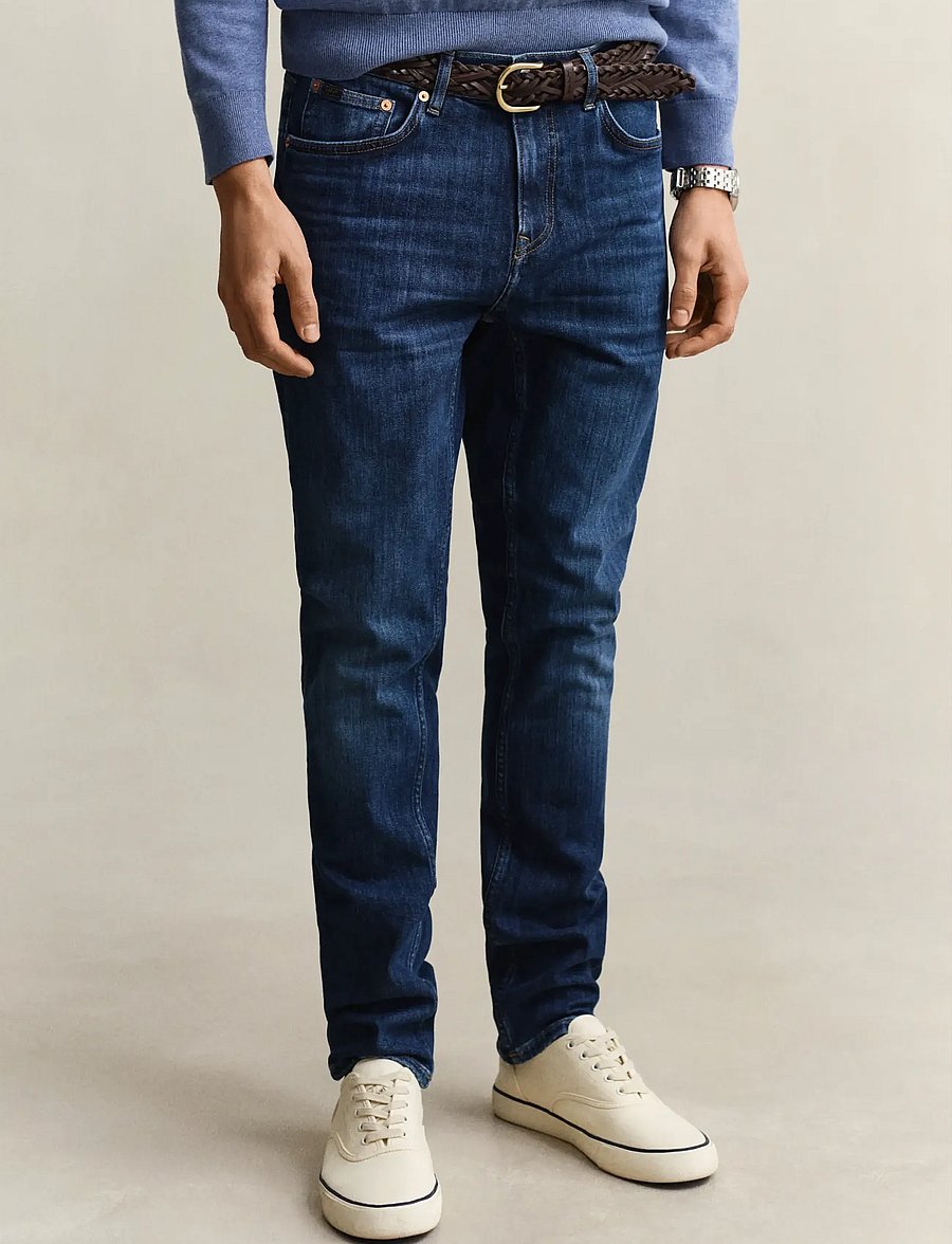 Gant - Classic Slim Denim Jeans - slim jeans - mid blue worn in - 3