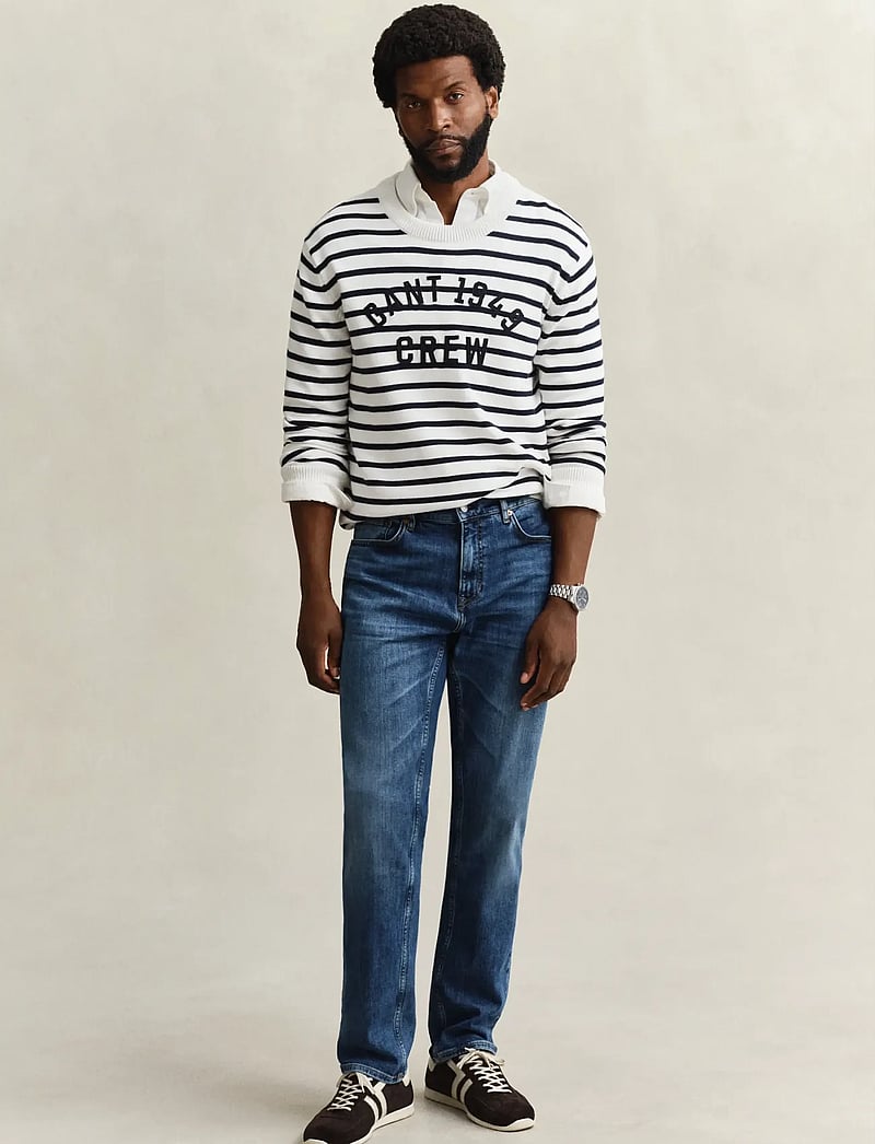 GANT - REG GANT JEANS - tavalised teksad - mid blue broken in - 0