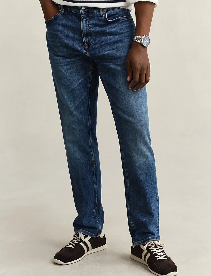 GANT - REG GANT JEANS - tavalised teksad - mid blue broken in - 4