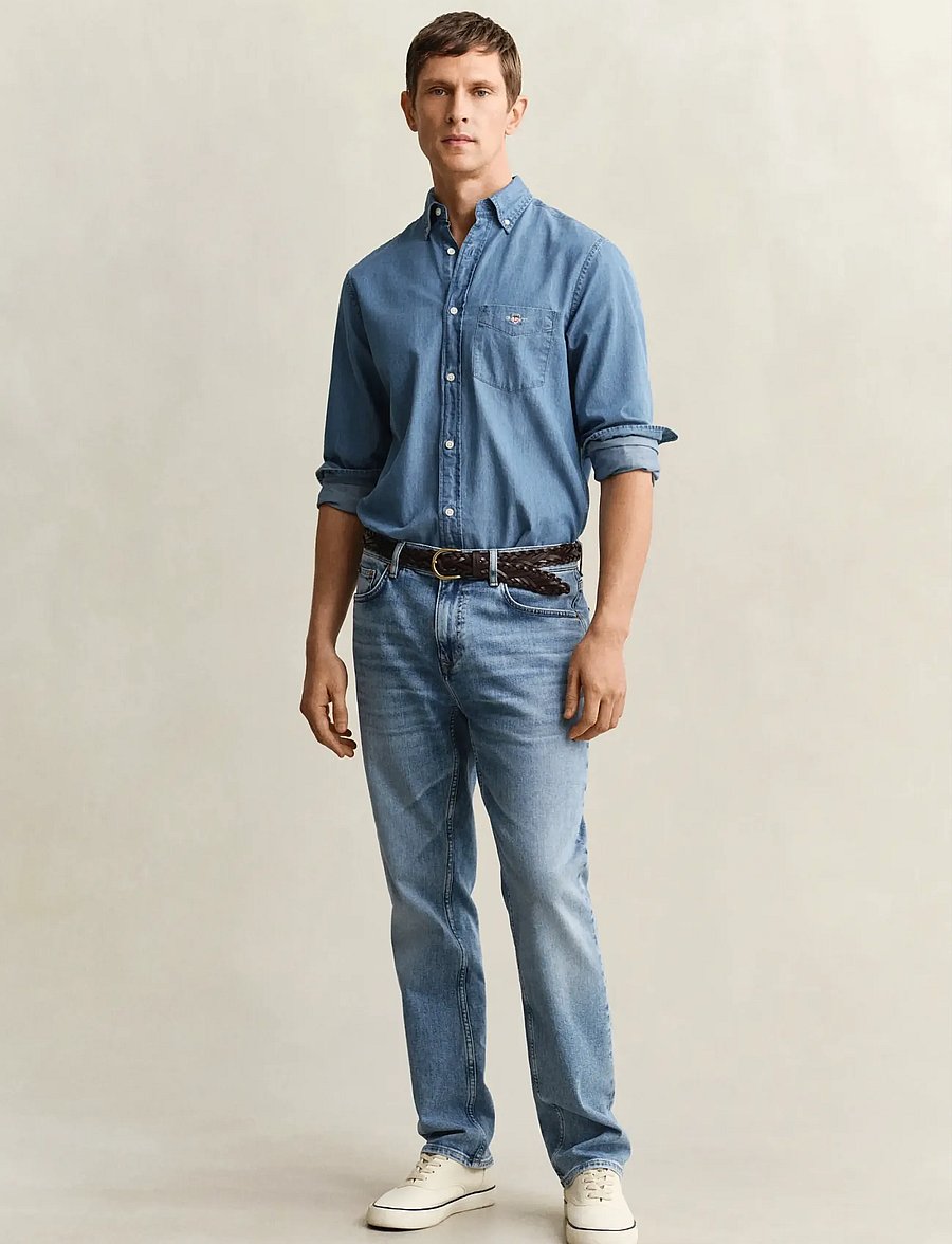 Gant - REG GANT JEANS - regular jeans - semi light blue worn in - 0