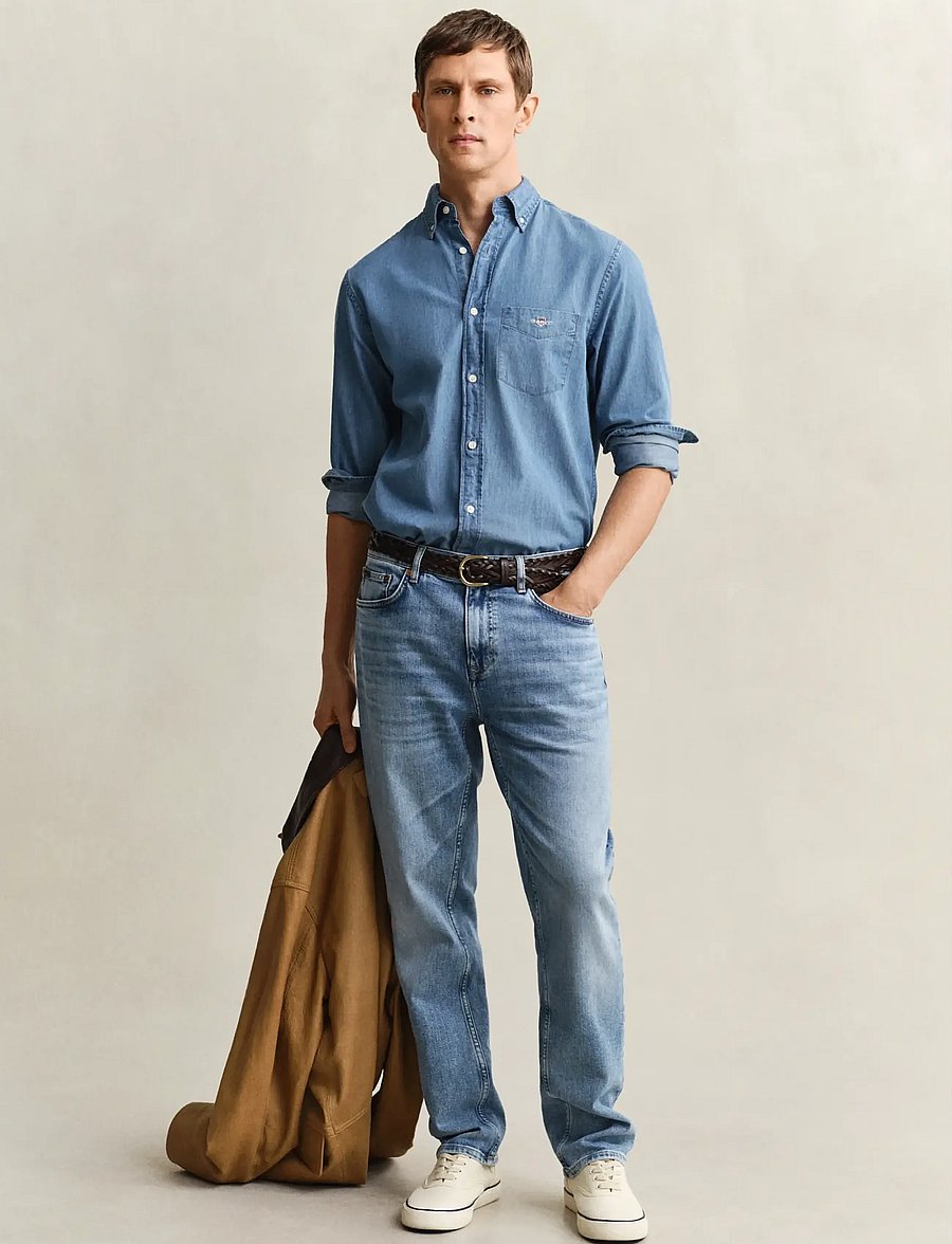 Gant - REG GANT JEANS - regular jeans - semi light blue worn in - 4