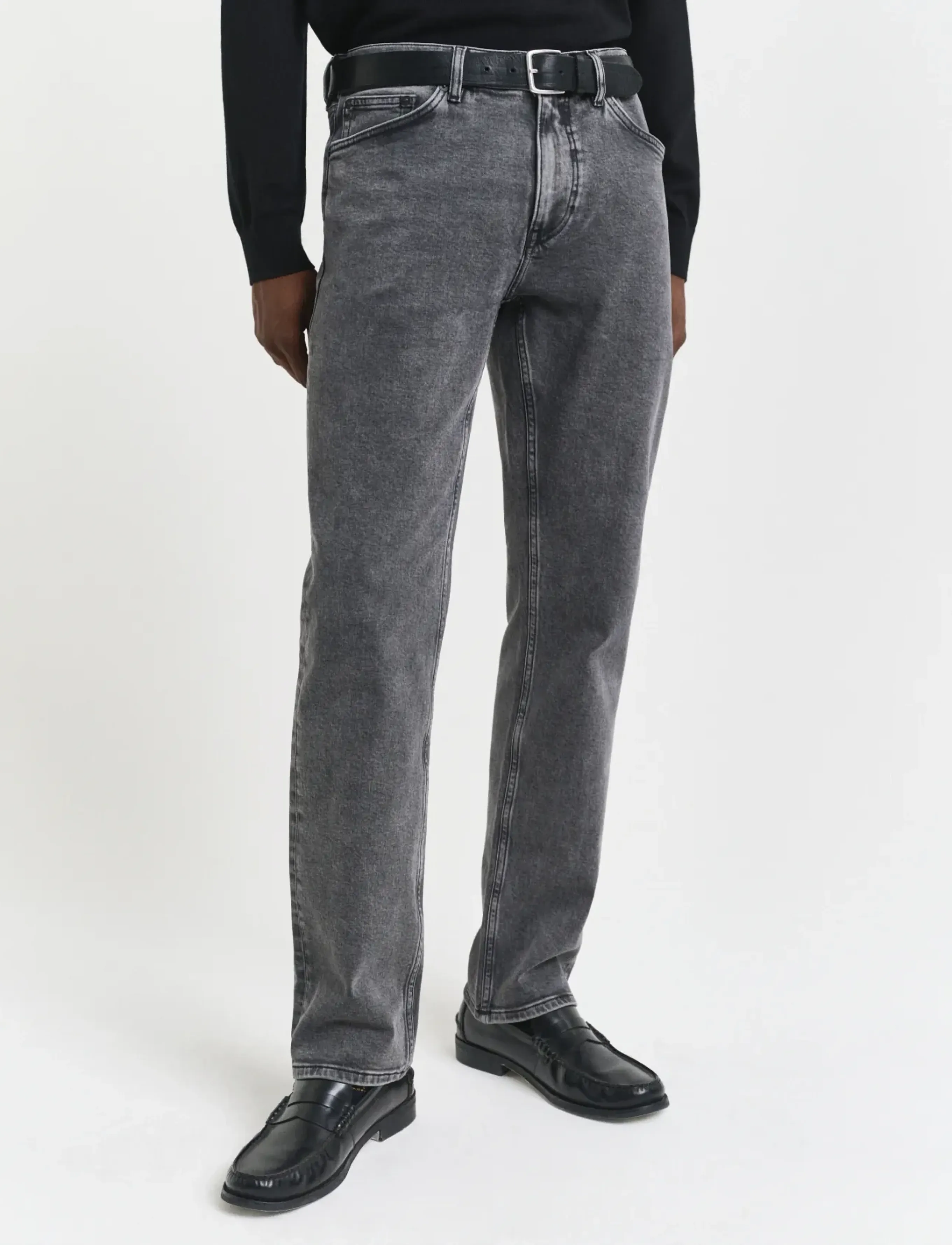 Gant - REGULAR GANT BLACK WASH JEANS - tavalised teksad - black - 4