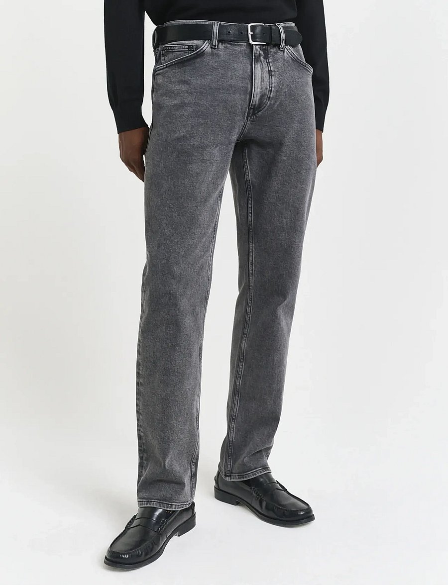 Gant - REGULAR GANT BLACK WASH JEANS - tavalised teksad - black - 4