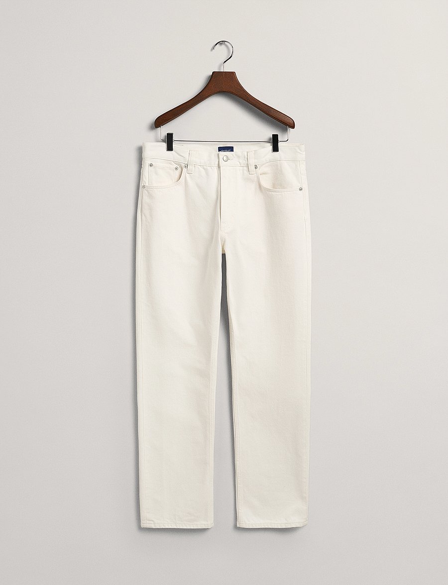 Gant - WHITE STRAIGHT JEANS - loose jeans - eggshell - 5
