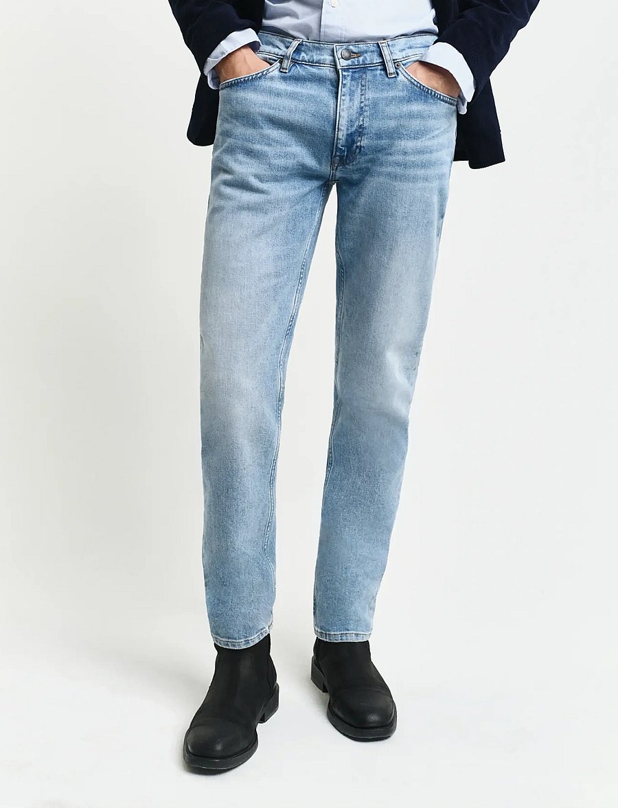 Gant - SLIM GANT JEANS - kitsad teksad - light blue vintage - 4