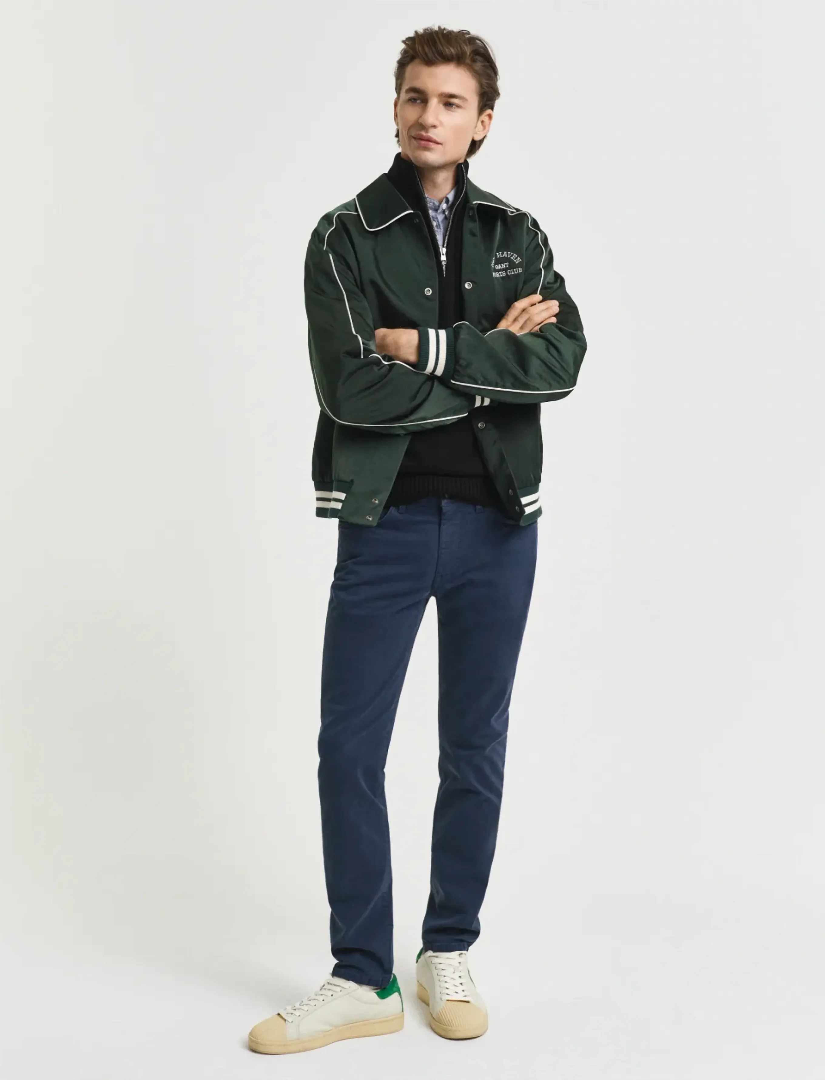 GANT SLIM DESERT JEANS - Jeans - MARINE / khaki/green