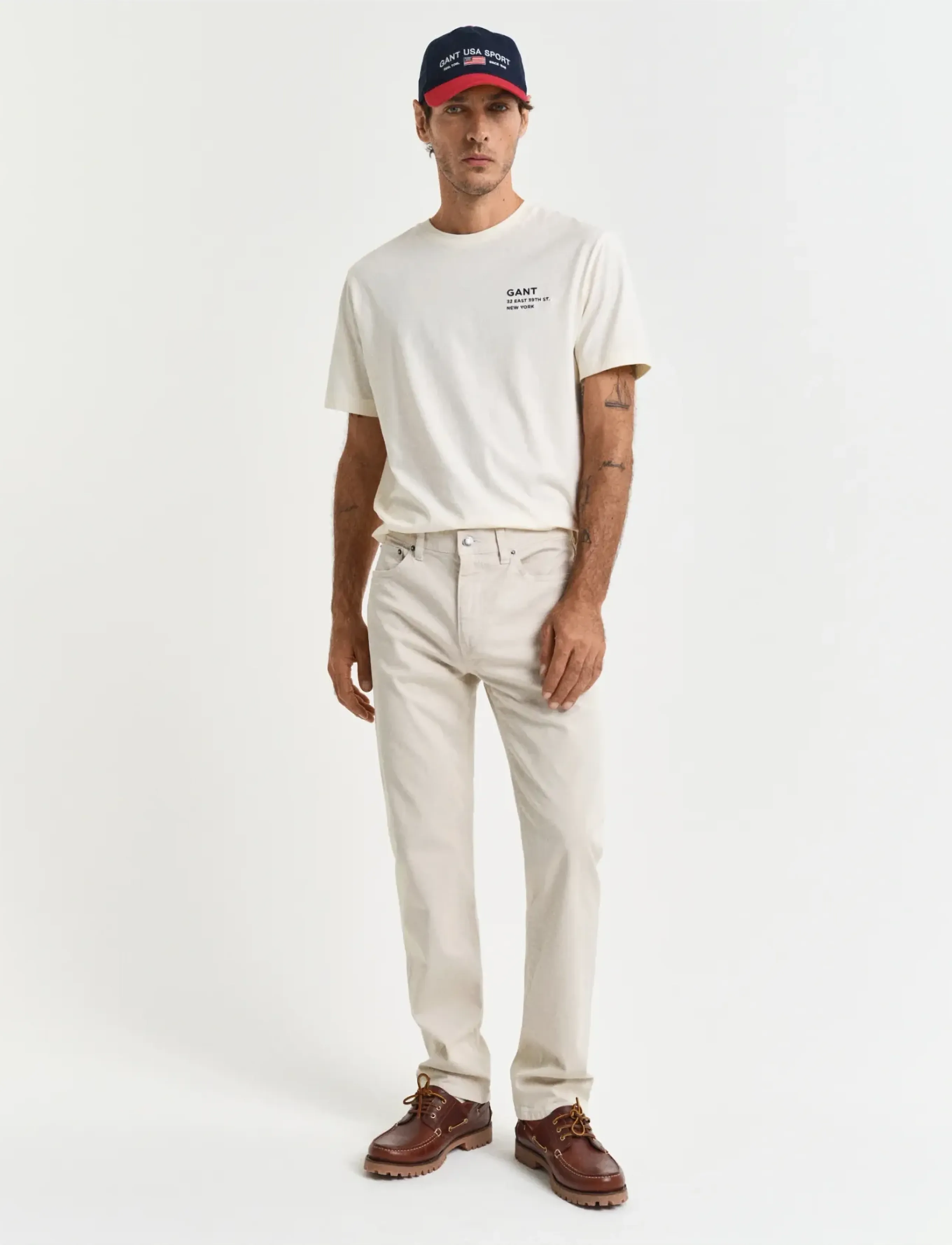 Gant Slim Desert Jeans, 42 x 30, Cream, Jeans > Smalle, Herre