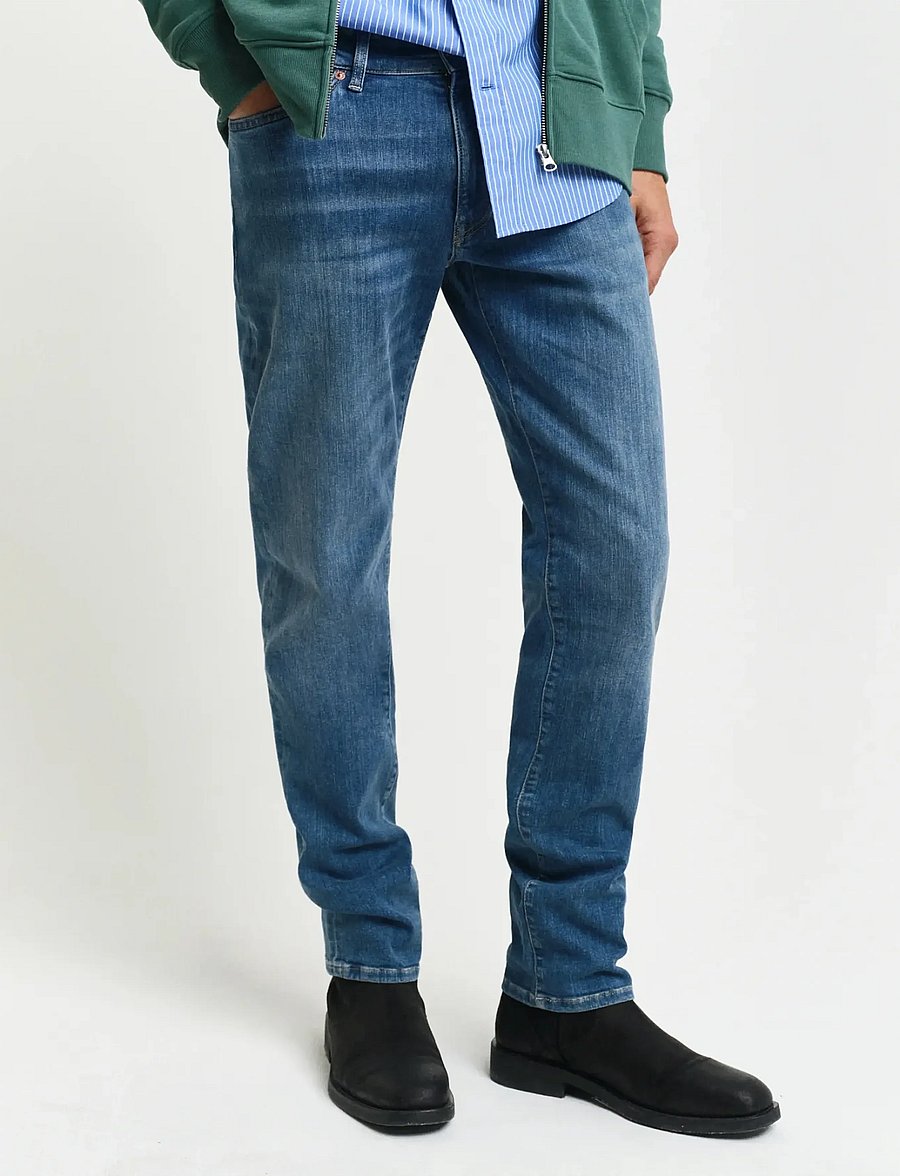Gant - EXTRA SLIM ACTIVE RECOVER JEANS - kitsad teksad - mid blue broken in - 4