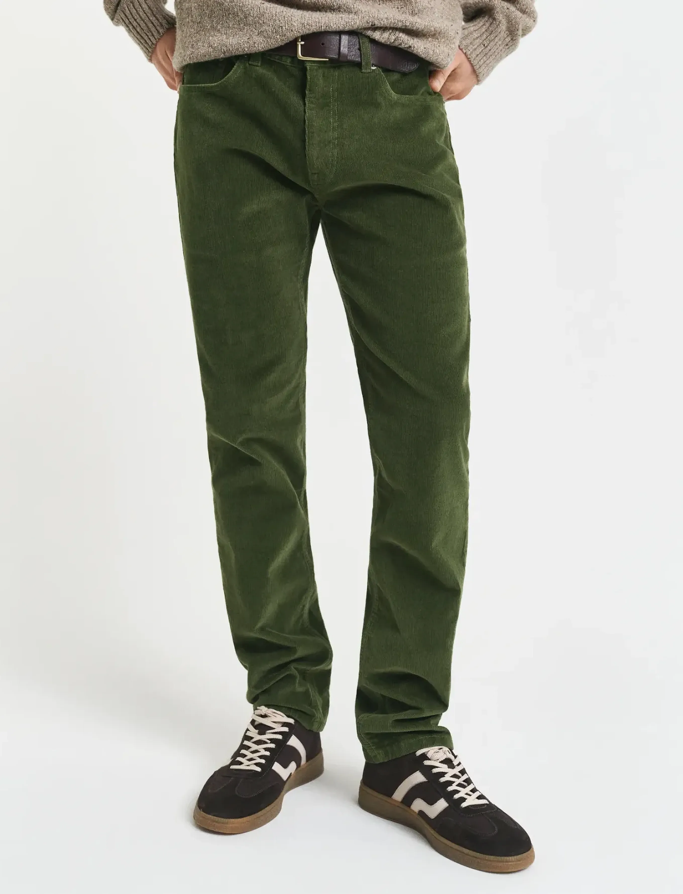 Gant - REG CORD JEANS - tavalised teksad - country green - 3