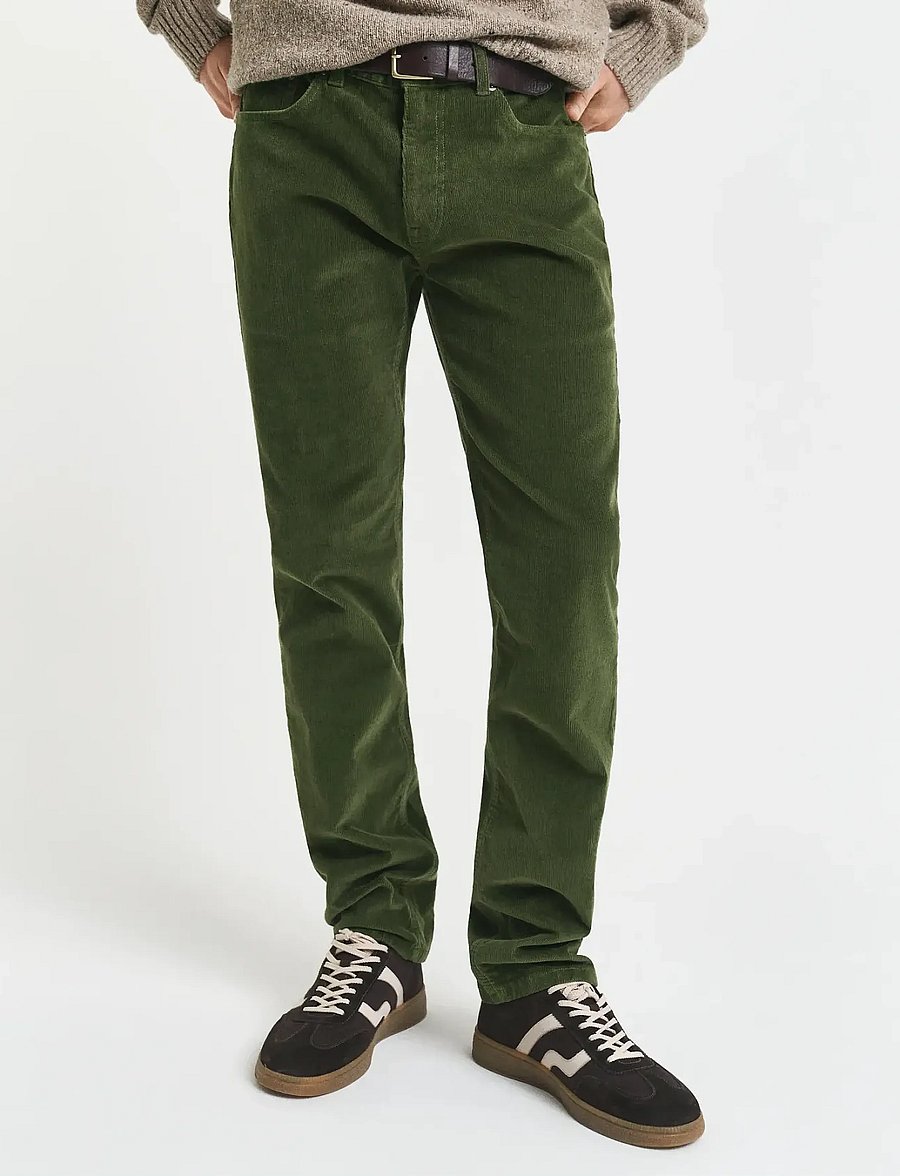 Gant - REG CORD JEANS - tavalised teksad - country green - 3