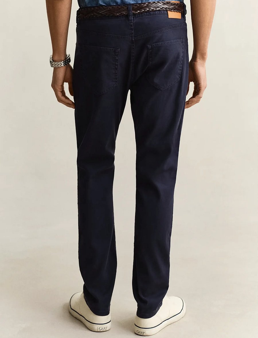 Gant - SLIM COTTON / LINEN JEANS - leinenhosen - evening blue - 2