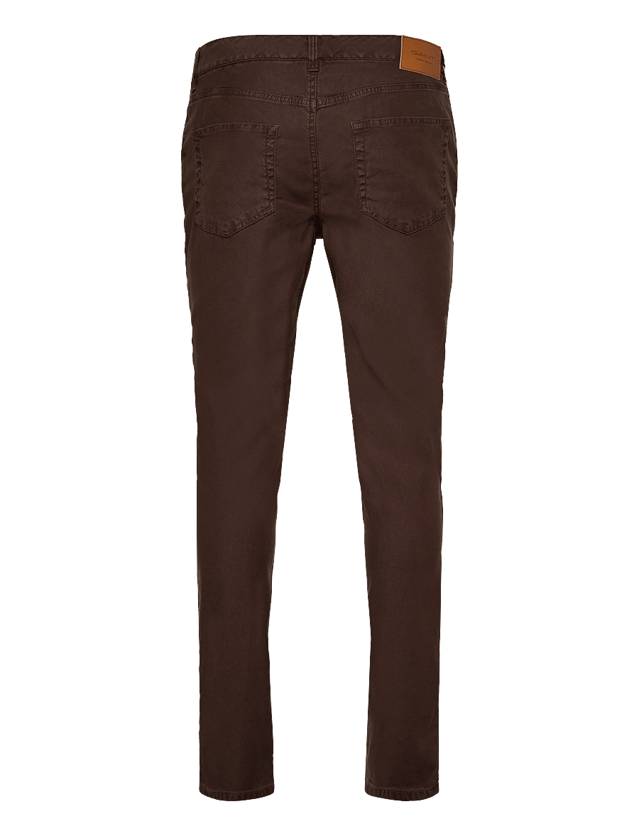 Gant - SLIM COTTON / LINEN JEANS - linased püksid - rich brown - 2