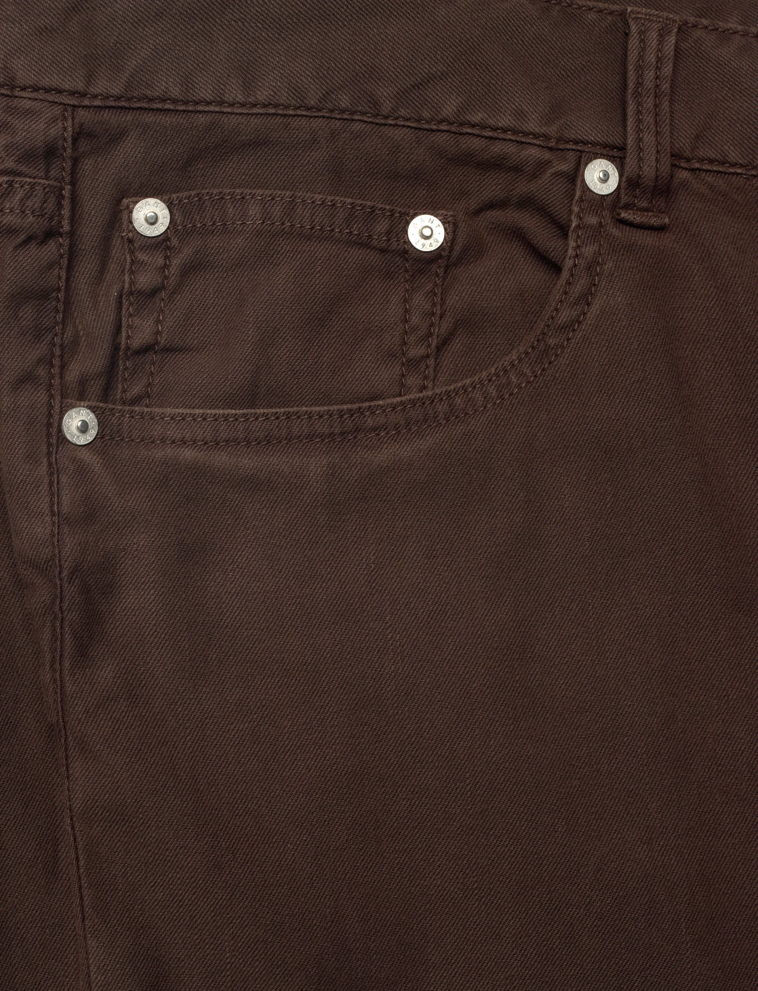 Gant - SLIM COTTON / LINEN JEANS - linased püksid - rich brown - 5