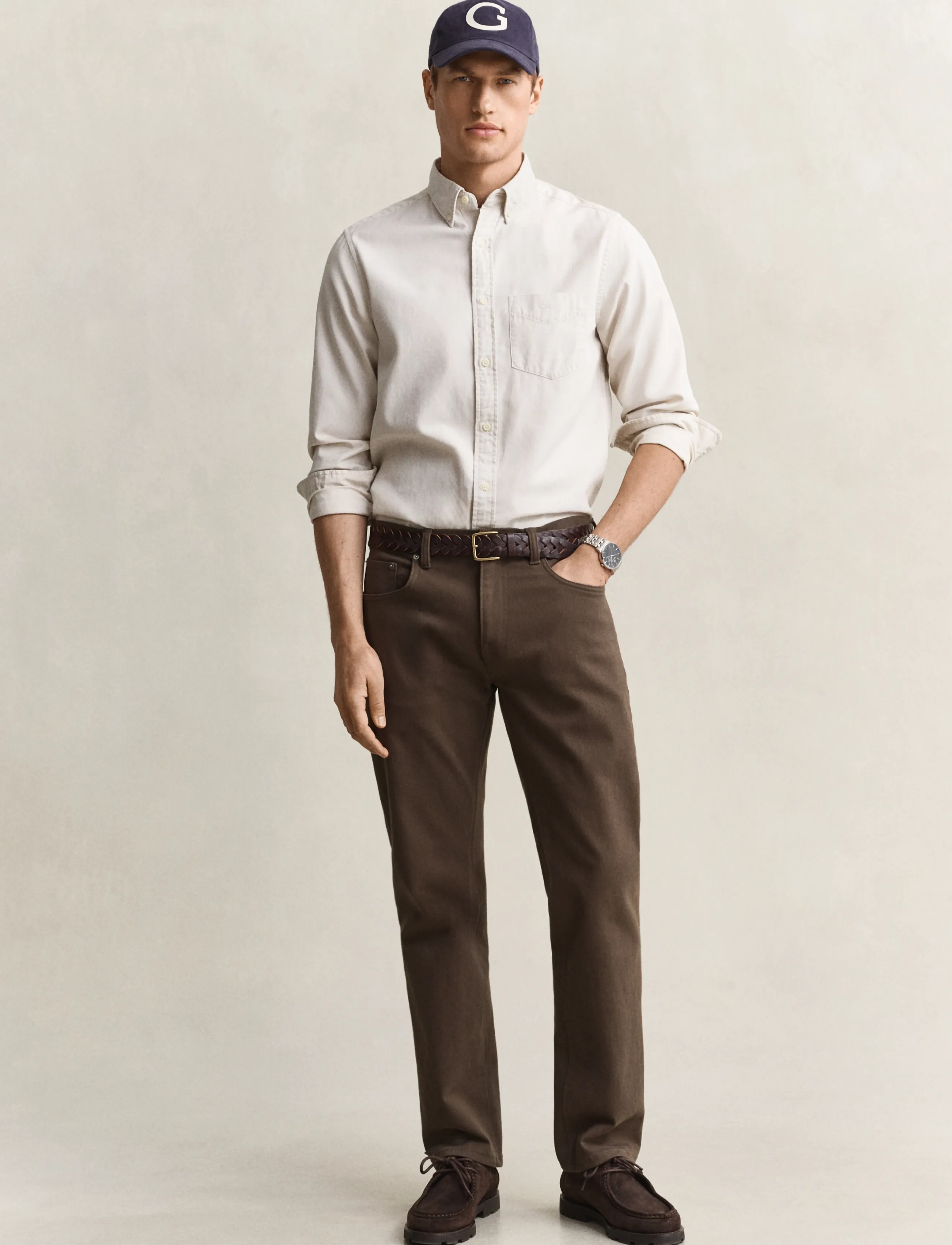 Gant REG SOFT TWILL JEANS - Tavalised teksad - SHADOW BROWN / brown