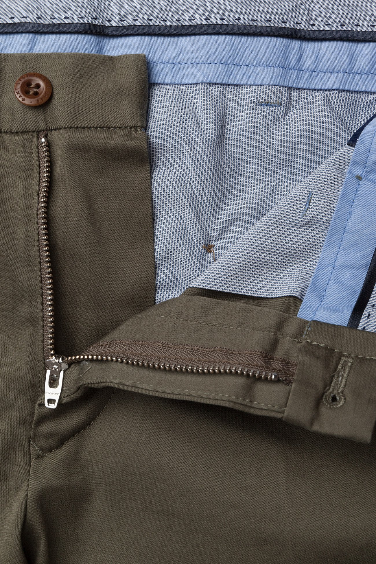 GANT - O1. SLIM TAILORED SATIN SLACKS - kalamata green - 3