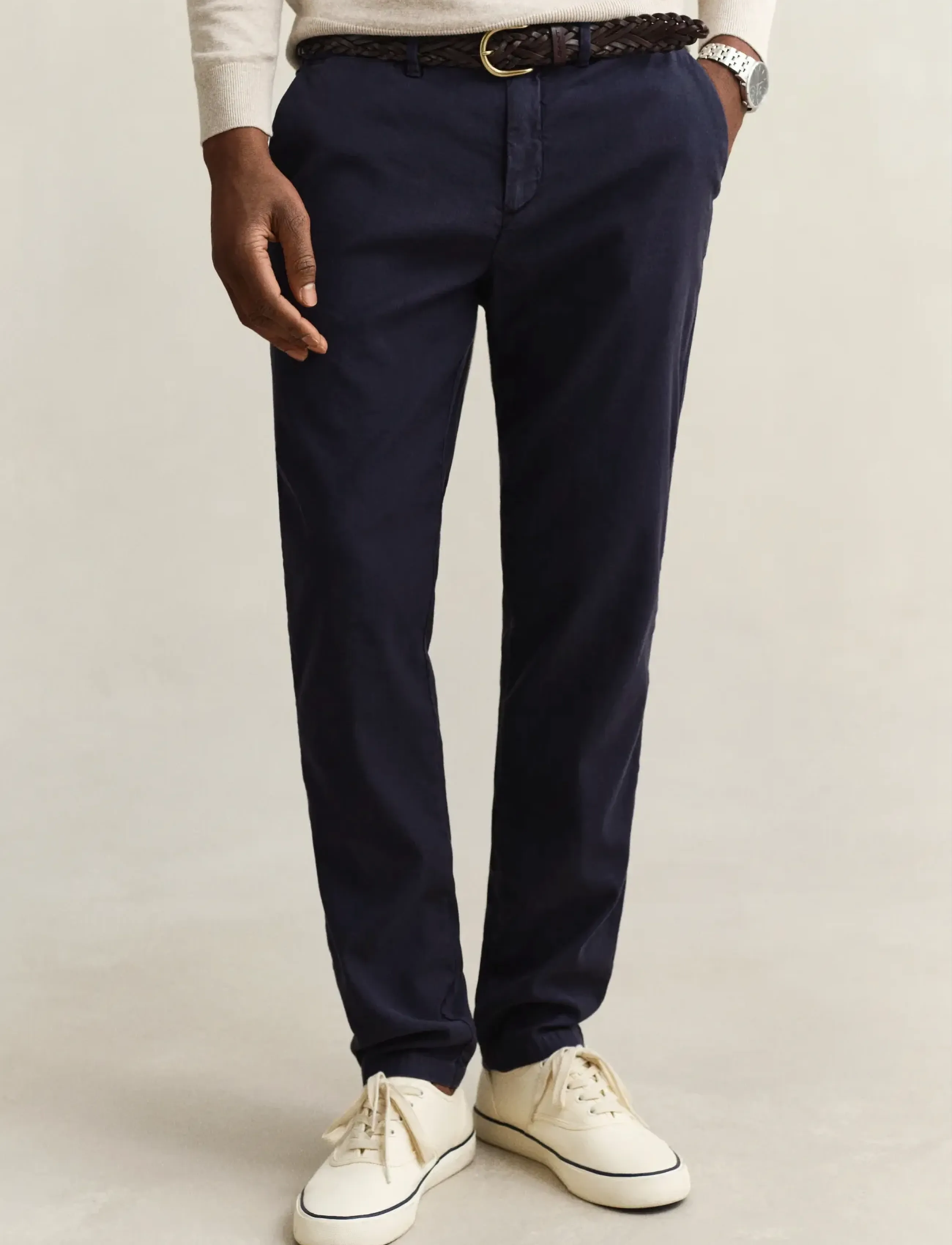 Gant - SLIM COTTON / LINEN CHINOS - linased püksid - evening blue - 3