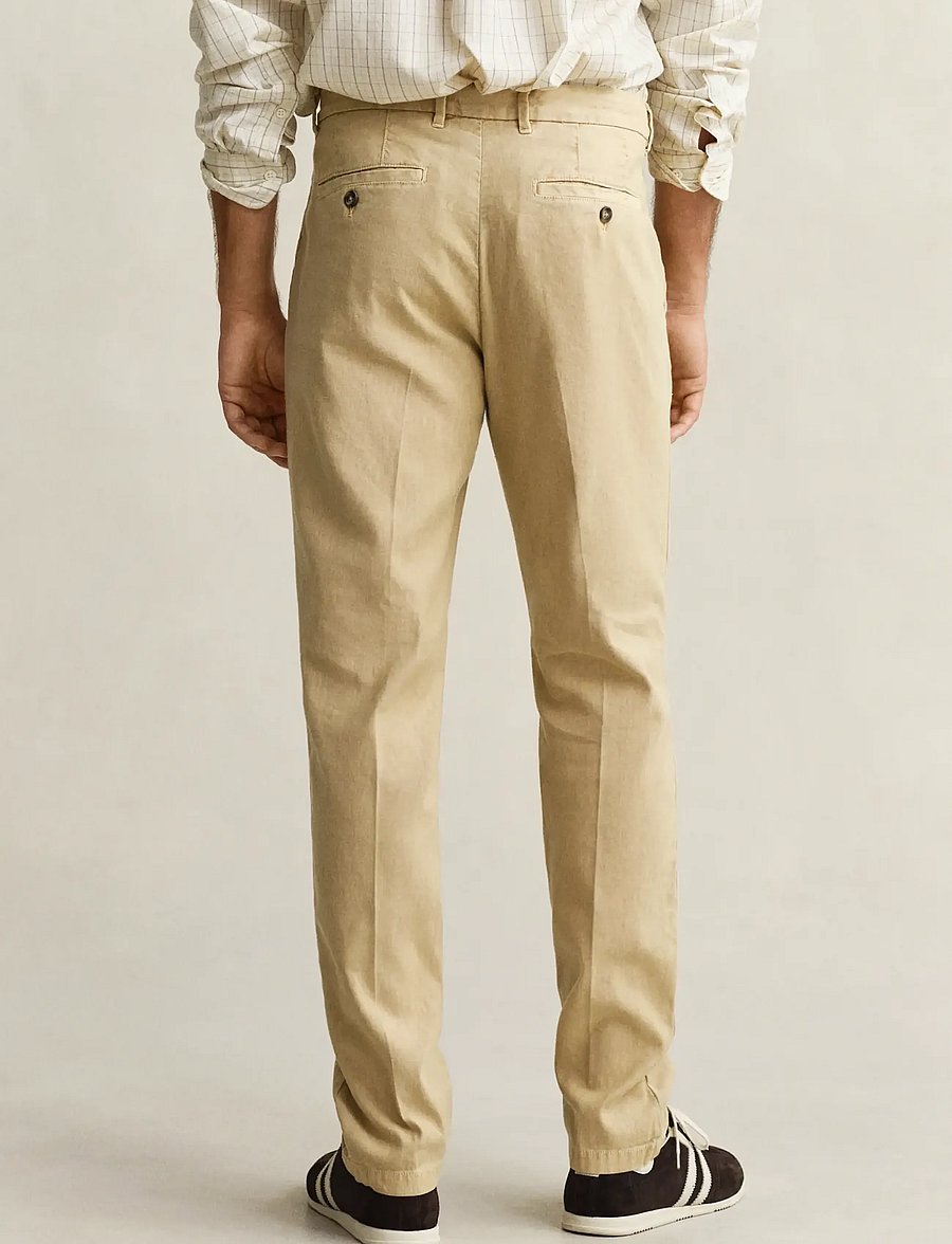 Gant - SLIM COTTON / LINEN CHINOS - hørbukser - oat beige - 2