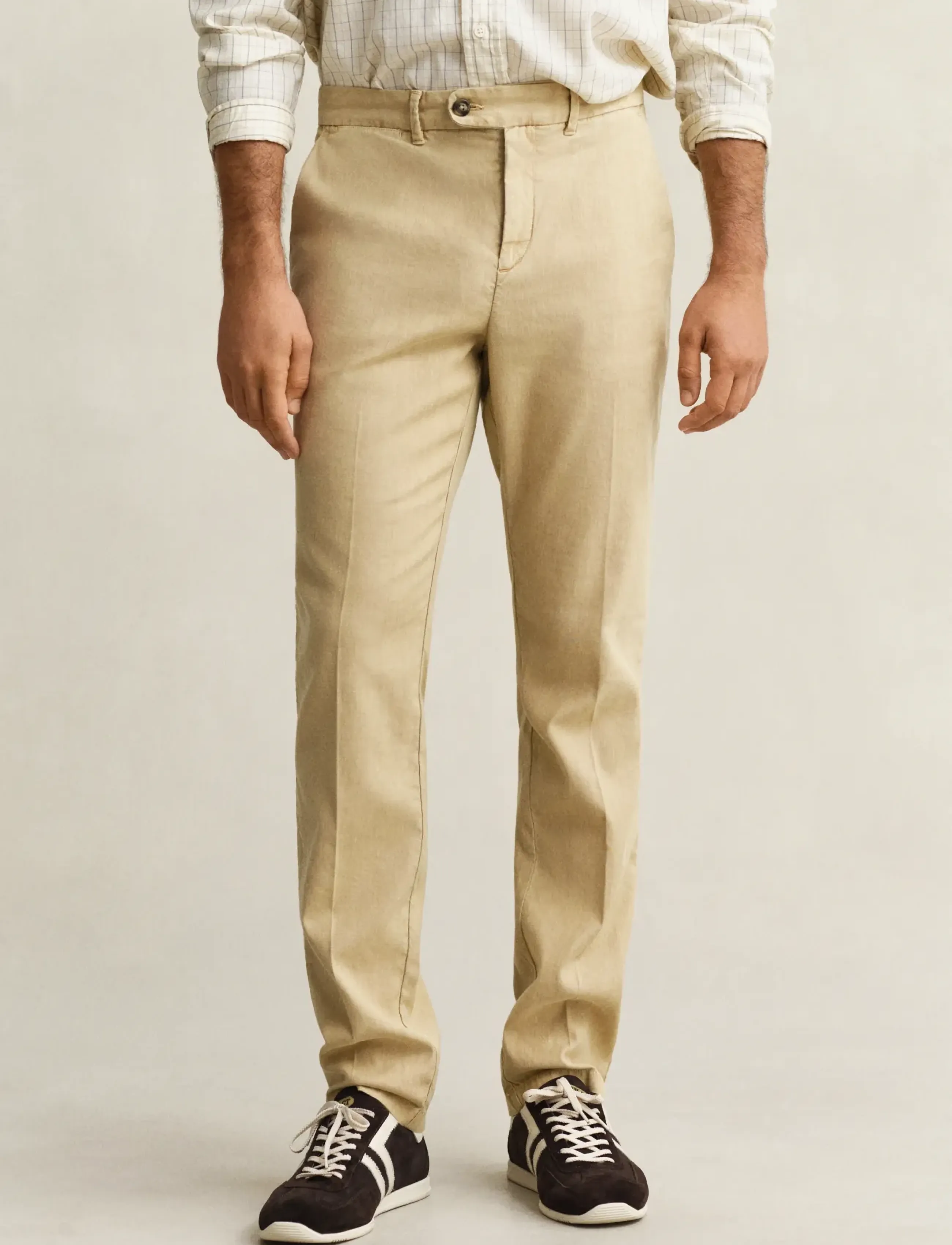 Gant - SLIM COTTON / LINEN CHINOS - hørbukser - oat beige - 3
