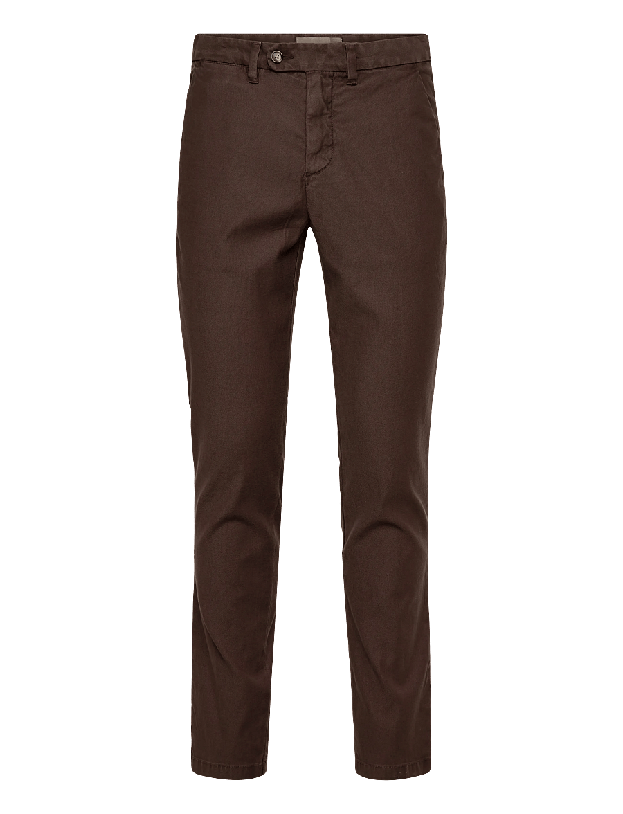Gant - SLIM COTTON / LINEN CHINOS - hørbukser - rich brown - 1
