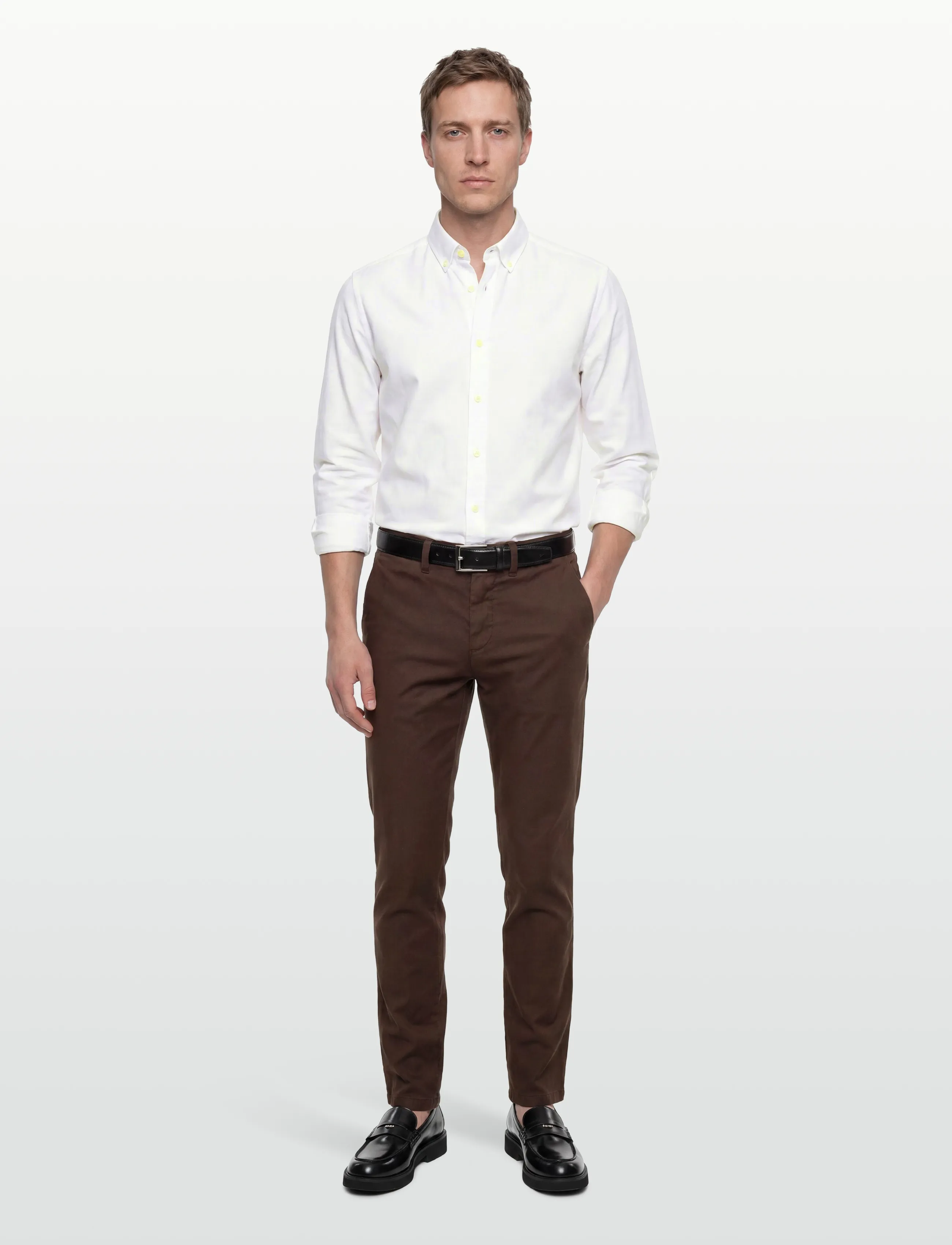 GANT SLIM COTTON / LINEN CHINOS - „Chino“ stiliaus kelnės - RICH BROWN / brown