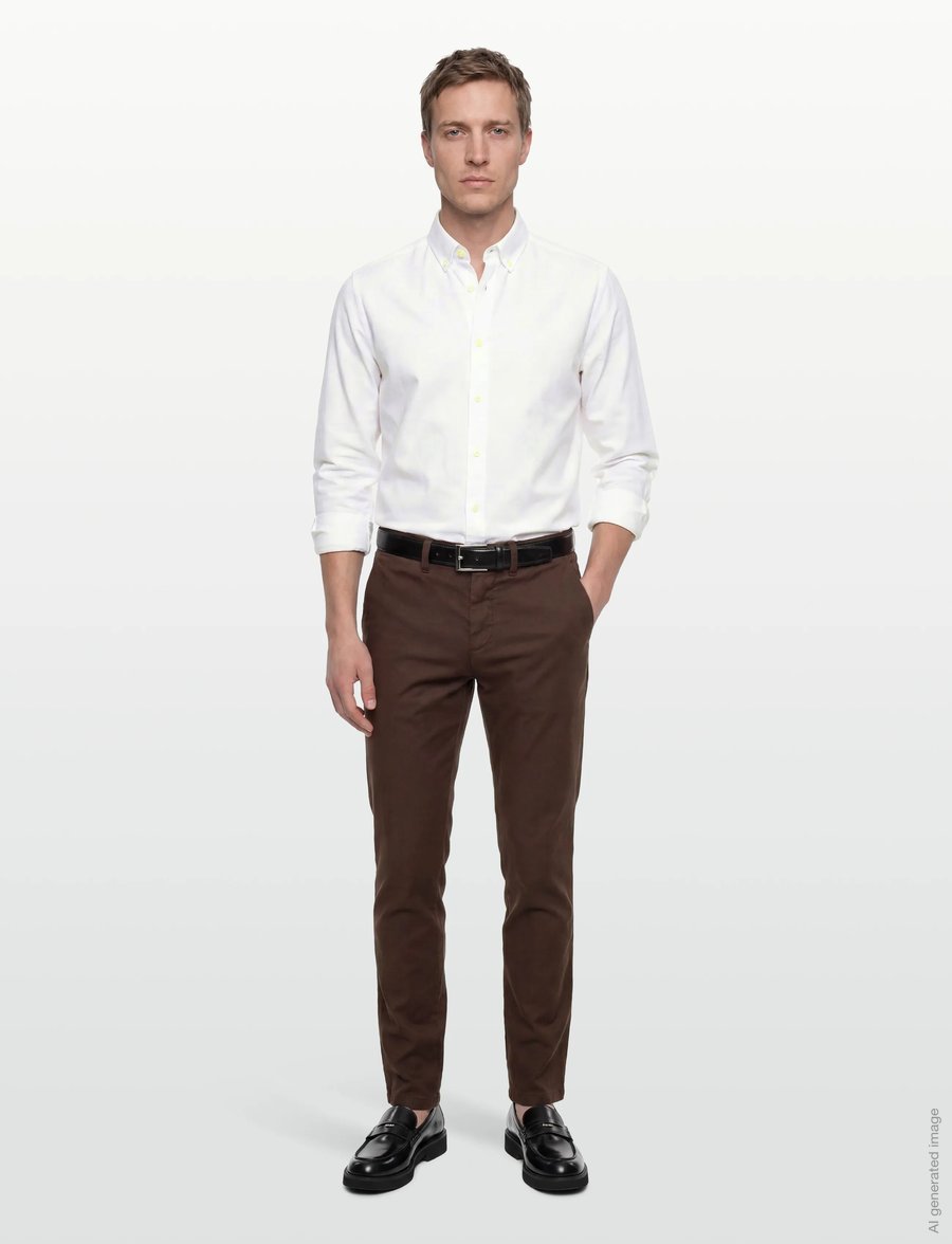 Gant - SLIM COTTON / LINEN CHINOS - hørbukser - rich brown - 0