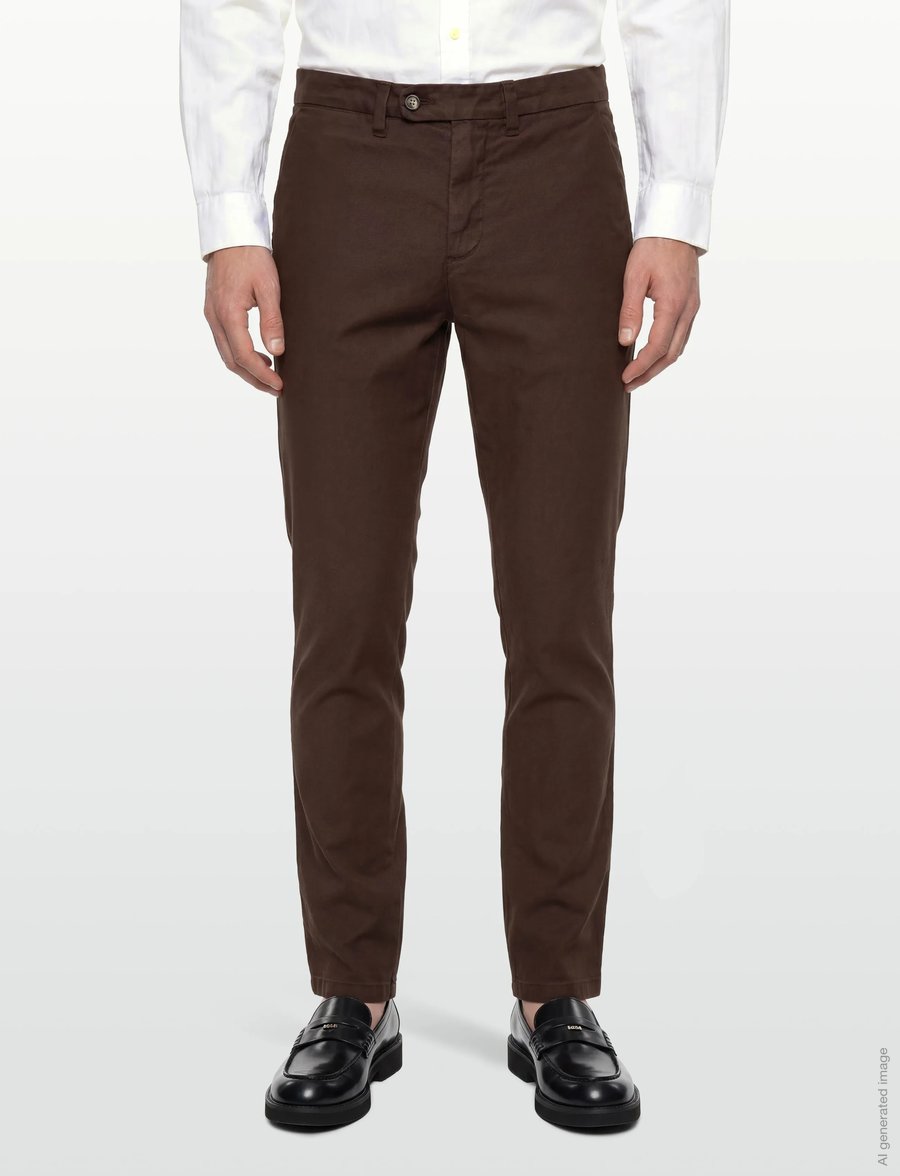 Gant - SLIM COTTON / LINEN CHINOS - hørbukser - rich brown - 3