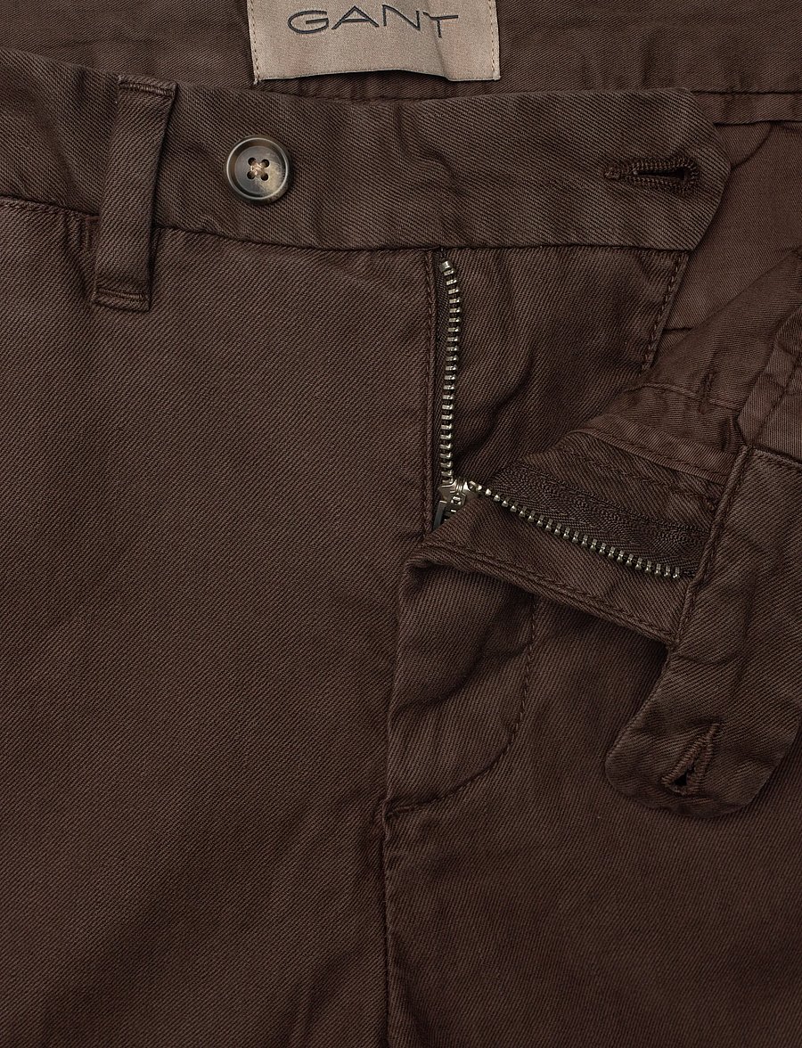 Gant - SLIM COTTON / LINEN CHINOS - hørbukser - rich brown - 5