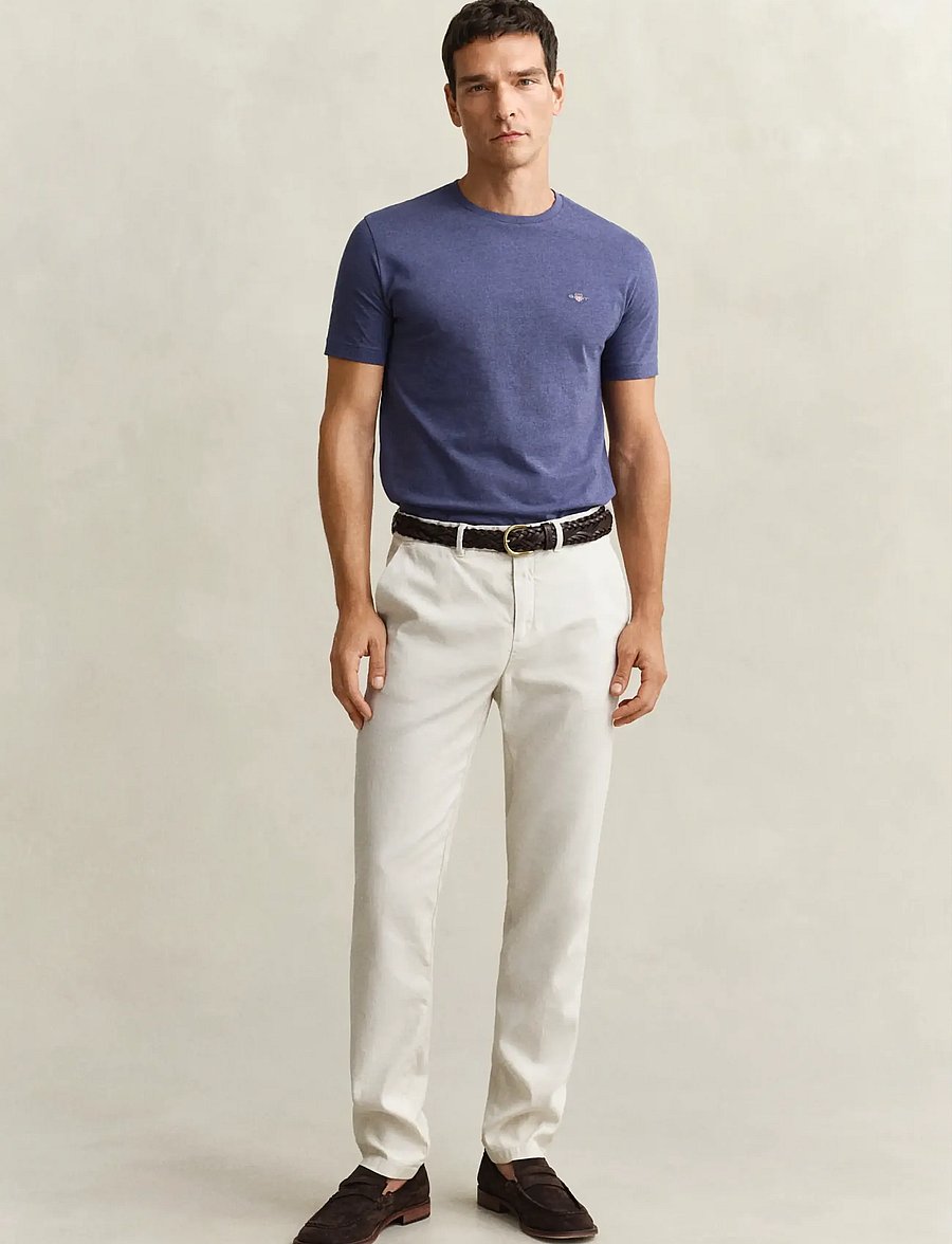 Gant - SLIM COTTON / LINEN CHINOS - hørbukser - sand - 0