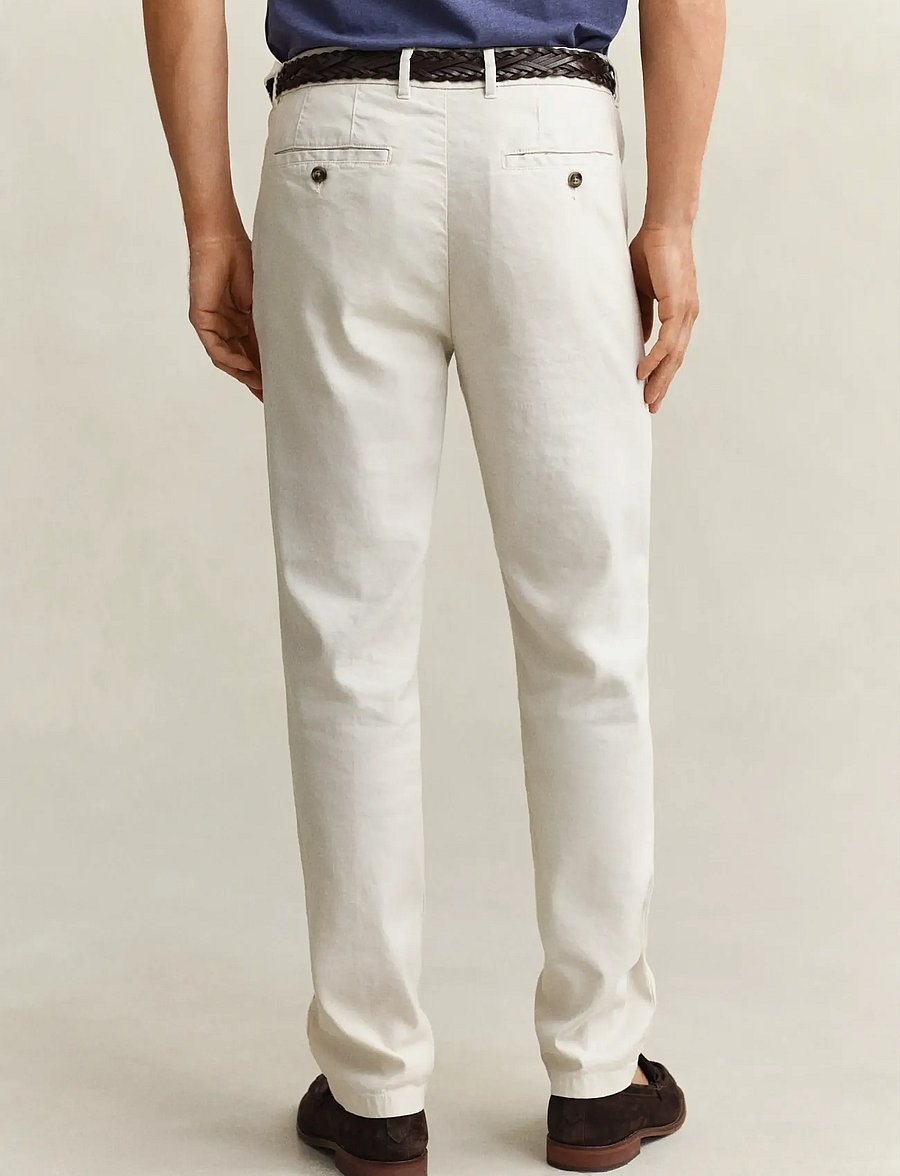 Gant - SLIM COTTON / LINEN CHINOS - hørbukser - sand - 2
