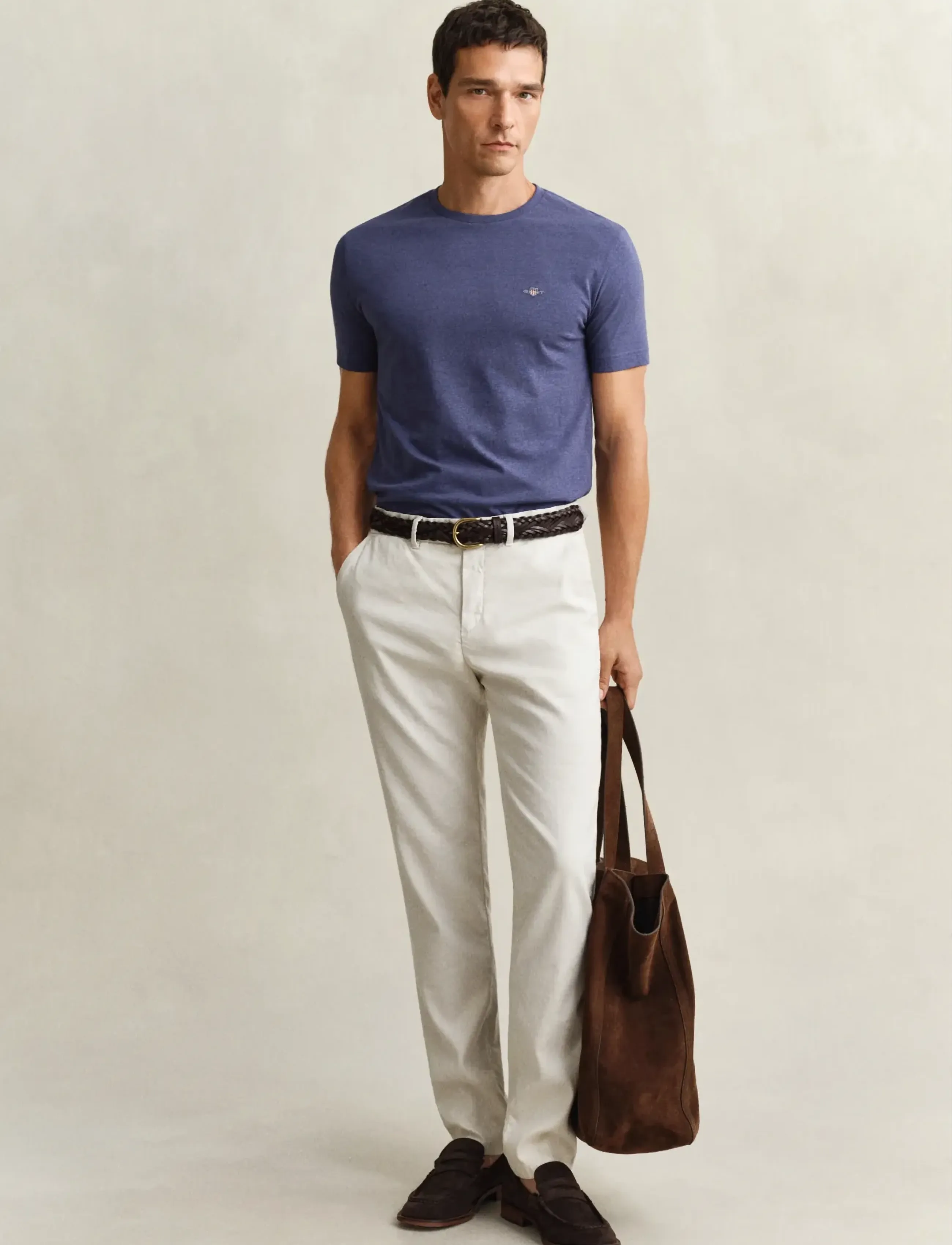 Gant - SLIM COTTON / LINEN CHINOS - linen trousers - sand - 4