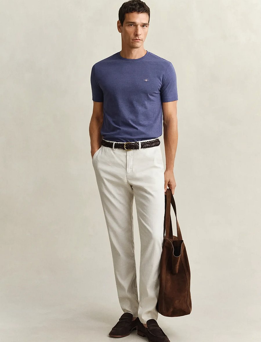 Gant - SLIM COTTON / LINEN CHINOS - hørbukser - sand - 4