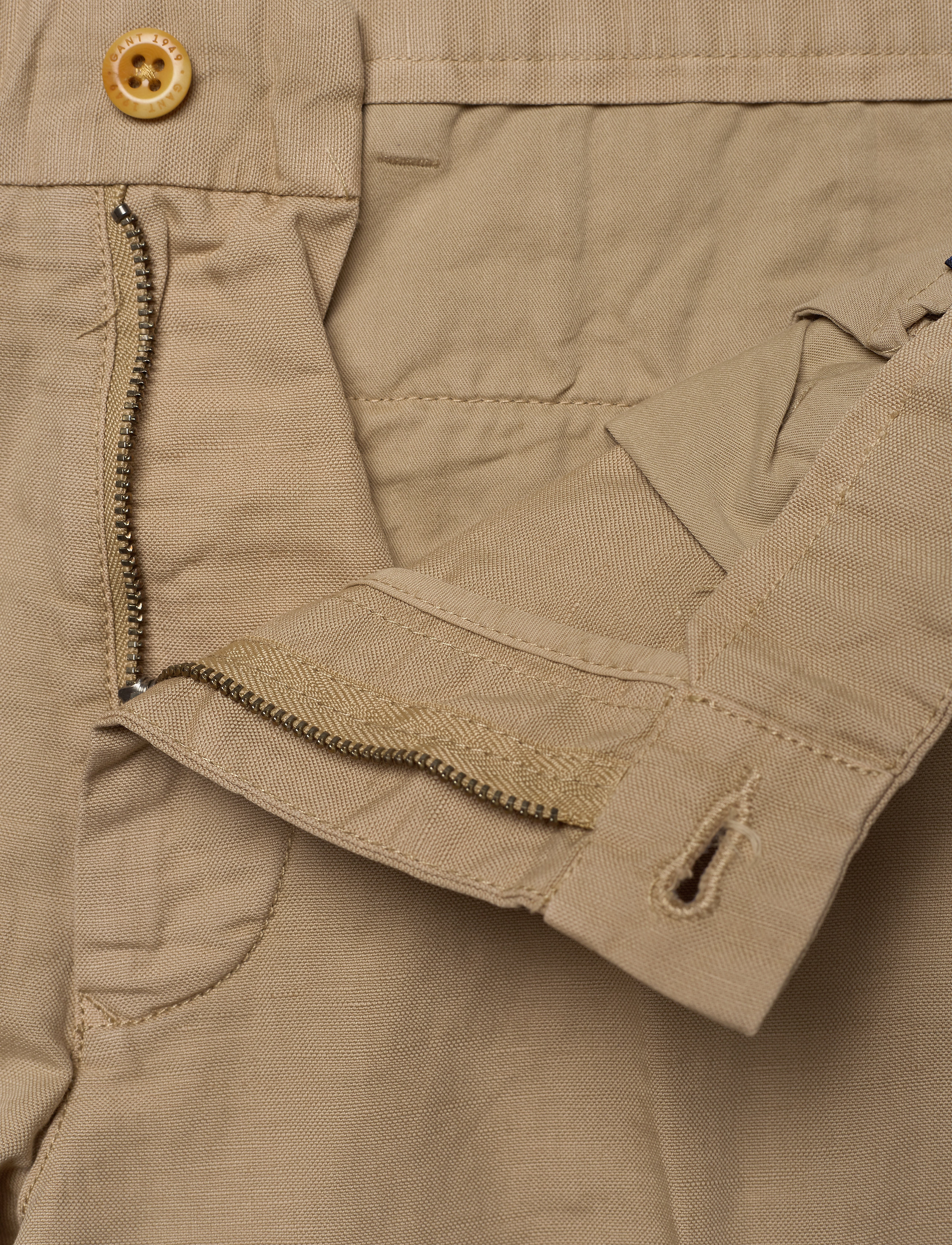 GANT - O2. REGULAR COTTON LINEN CHINO - dark khaki - 3