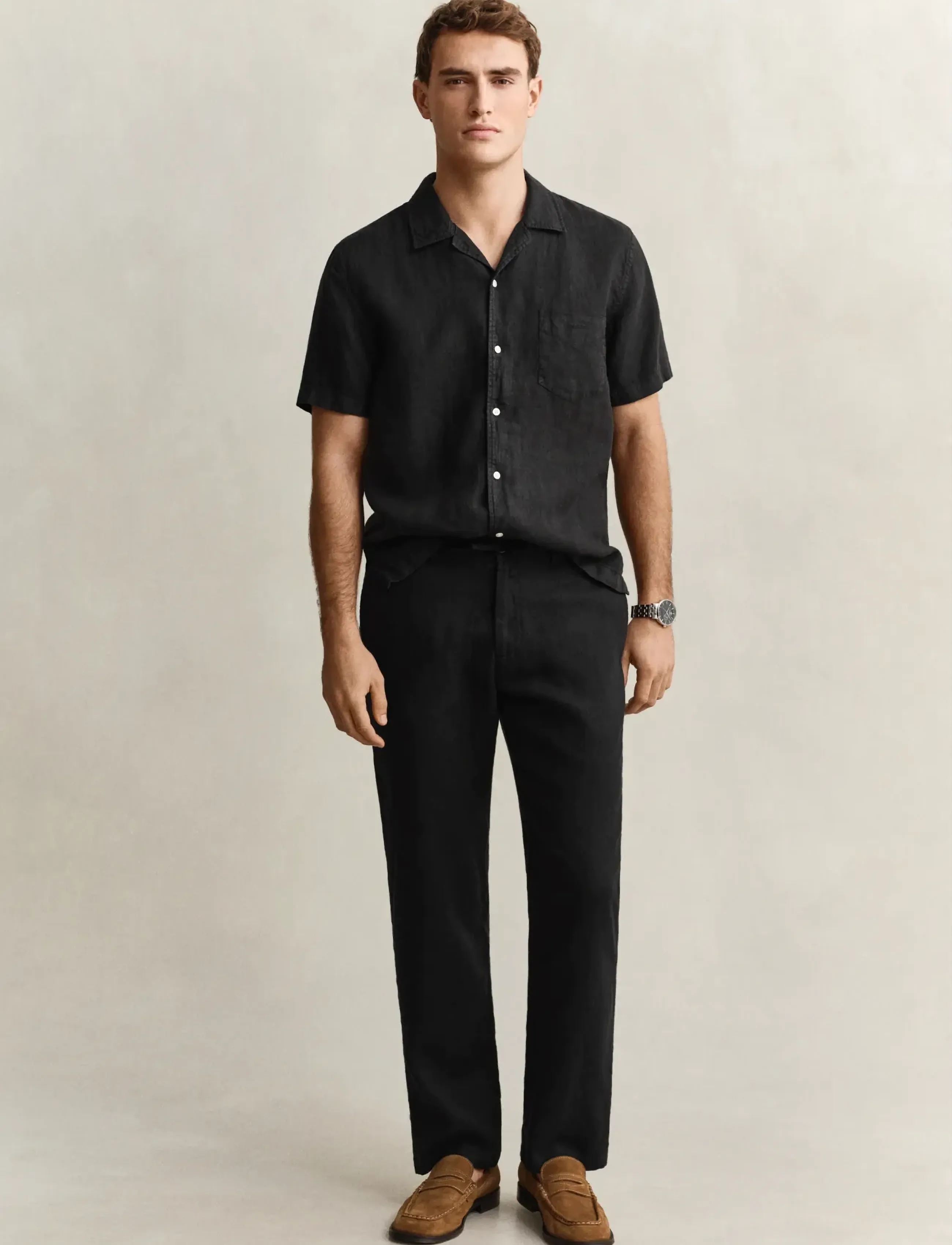 GANT REG LINEN DS PANTS - Neuheiten - BLACK / black