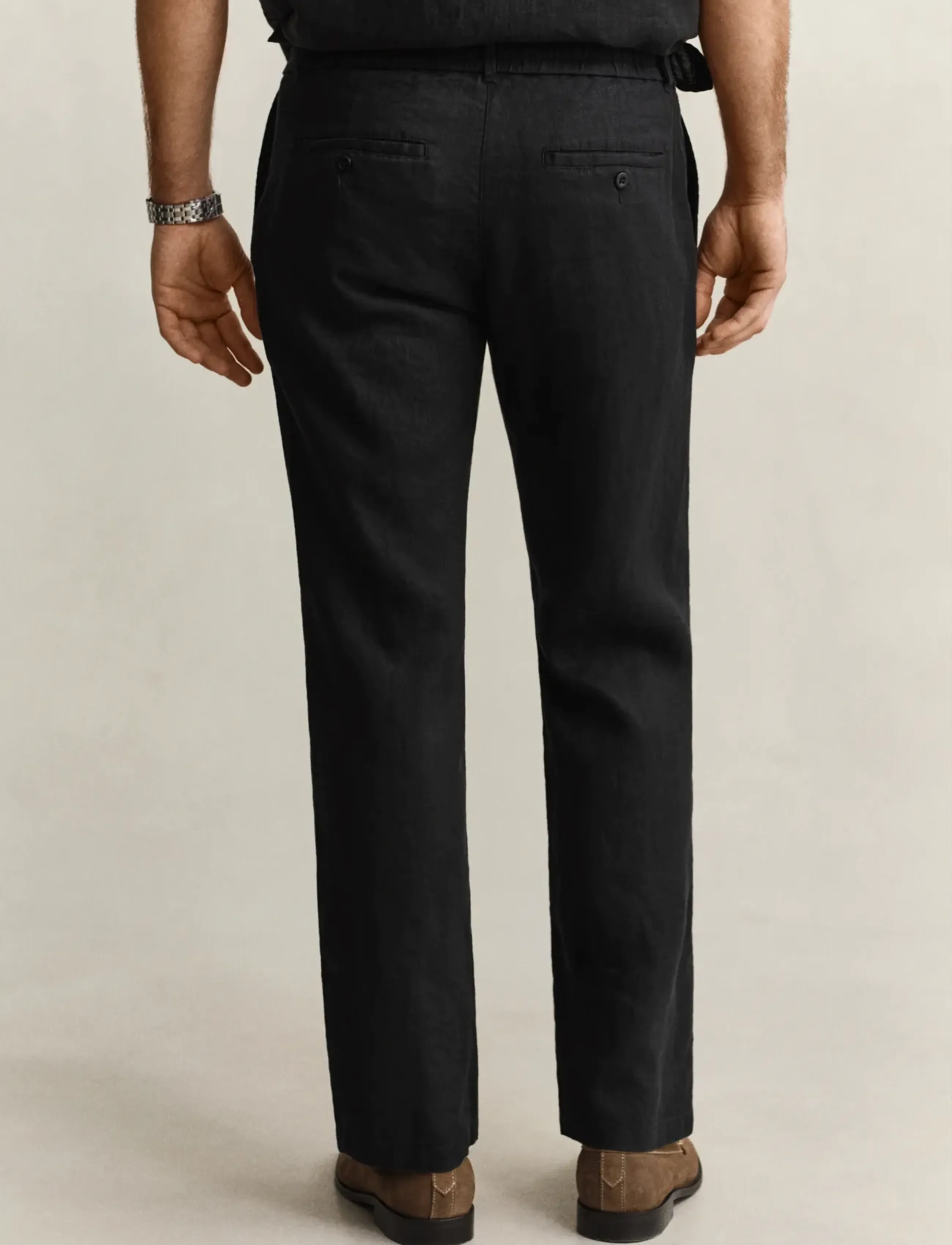 Gant - Linen Pants - leinenhosen - black - 2