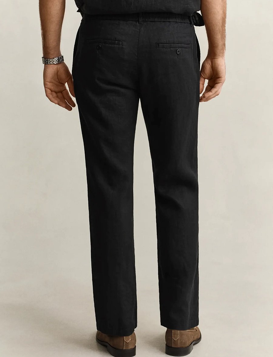 Gant - Linen Pants - leinenhosen - black - 2