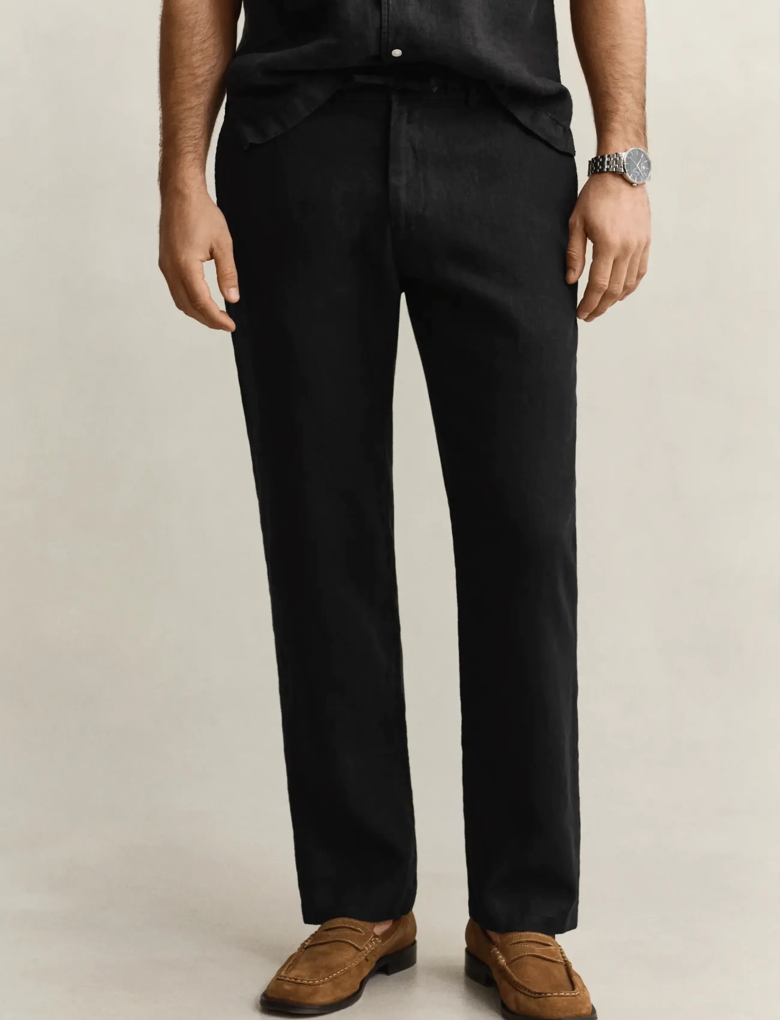Gant - Linen Pants - leinenhosen - black - 3
