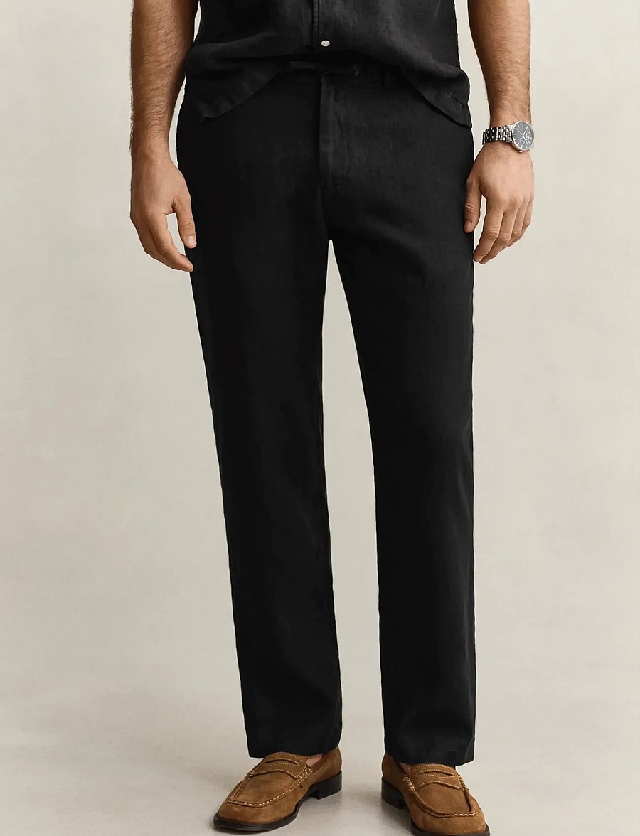 Gant - Linen Pants - leinenhosen - black - 3