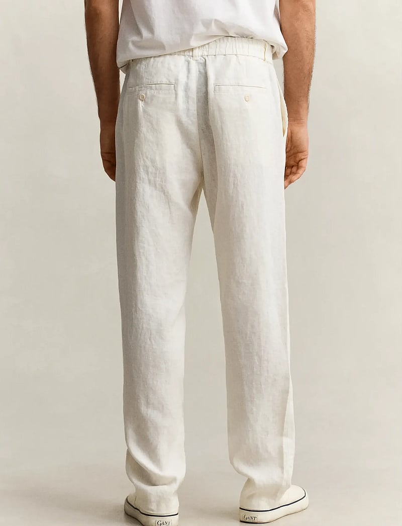 GANT - REG LINEN DS PANTS - linased püksid - cream - 2