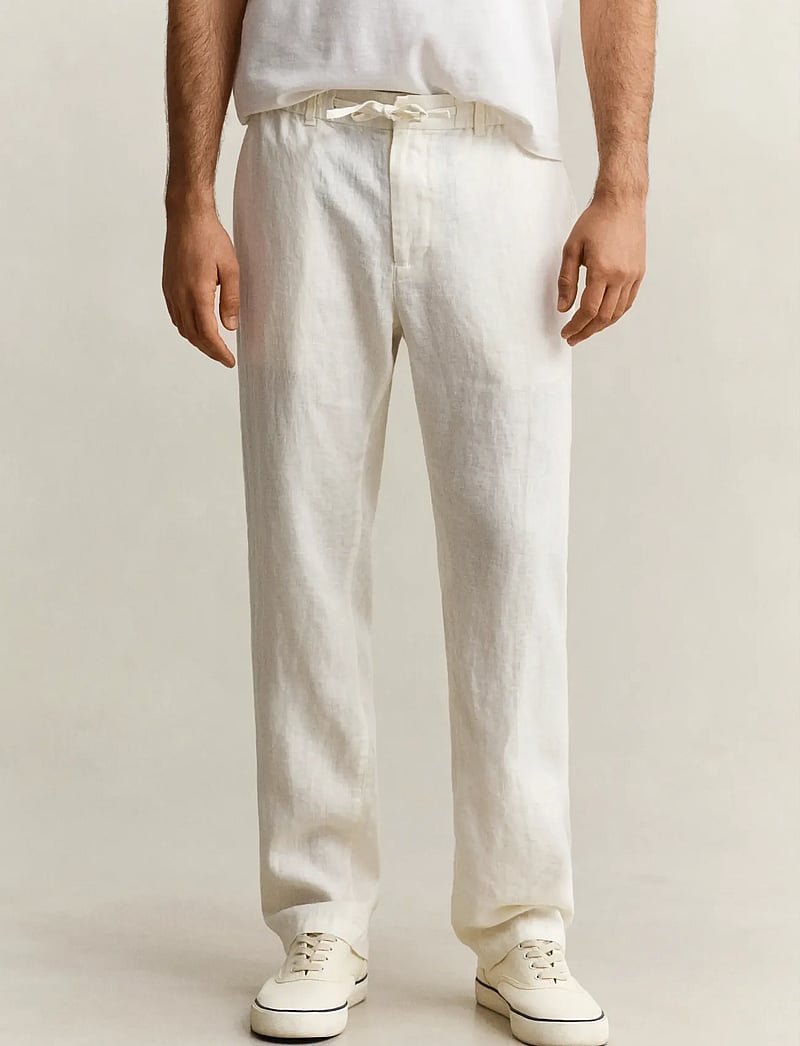 GANT - REG LINEN DS PANTS - linased püksid - cream - 3