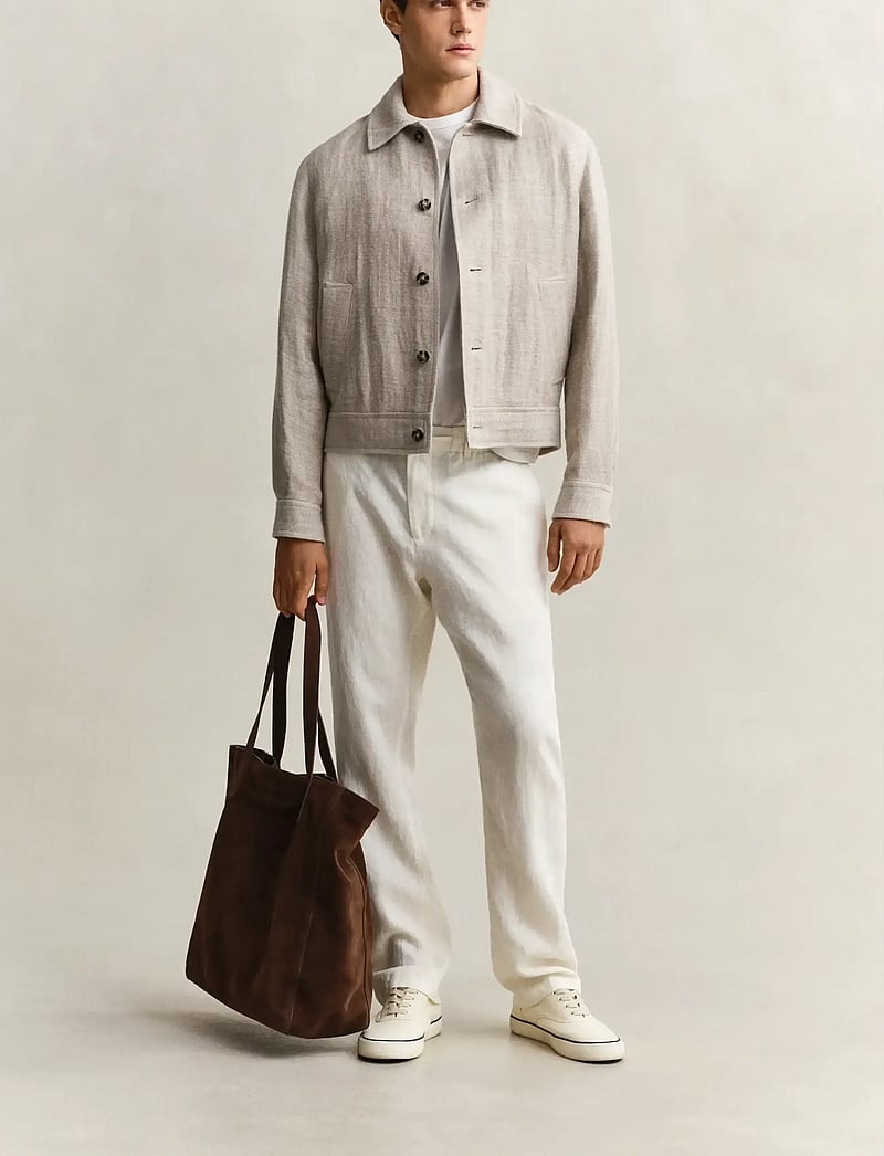GANT - REG LINEN DS PANTS - linased püksid - cream - 4