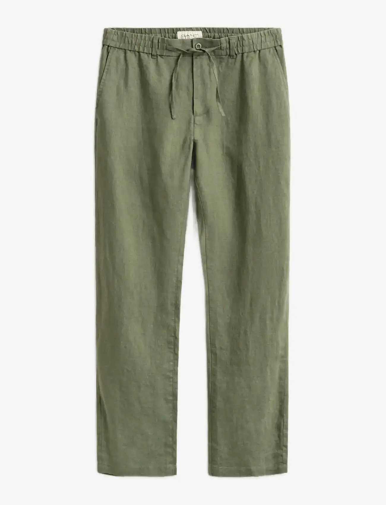 GANT - REG LINEN DS PANTS - lininės kelnės - dry herb green - 1