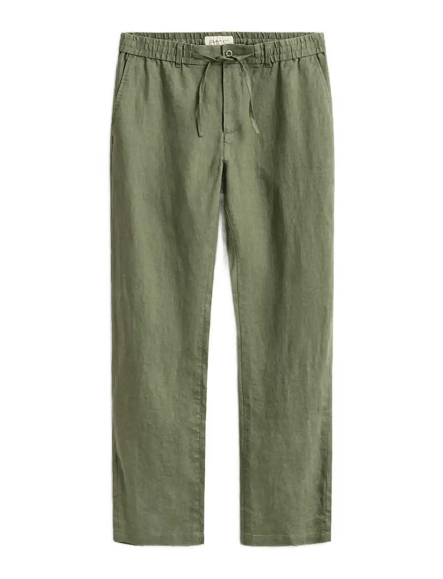 Gant - Linen Pants - hørbukser - dry herb green - 1