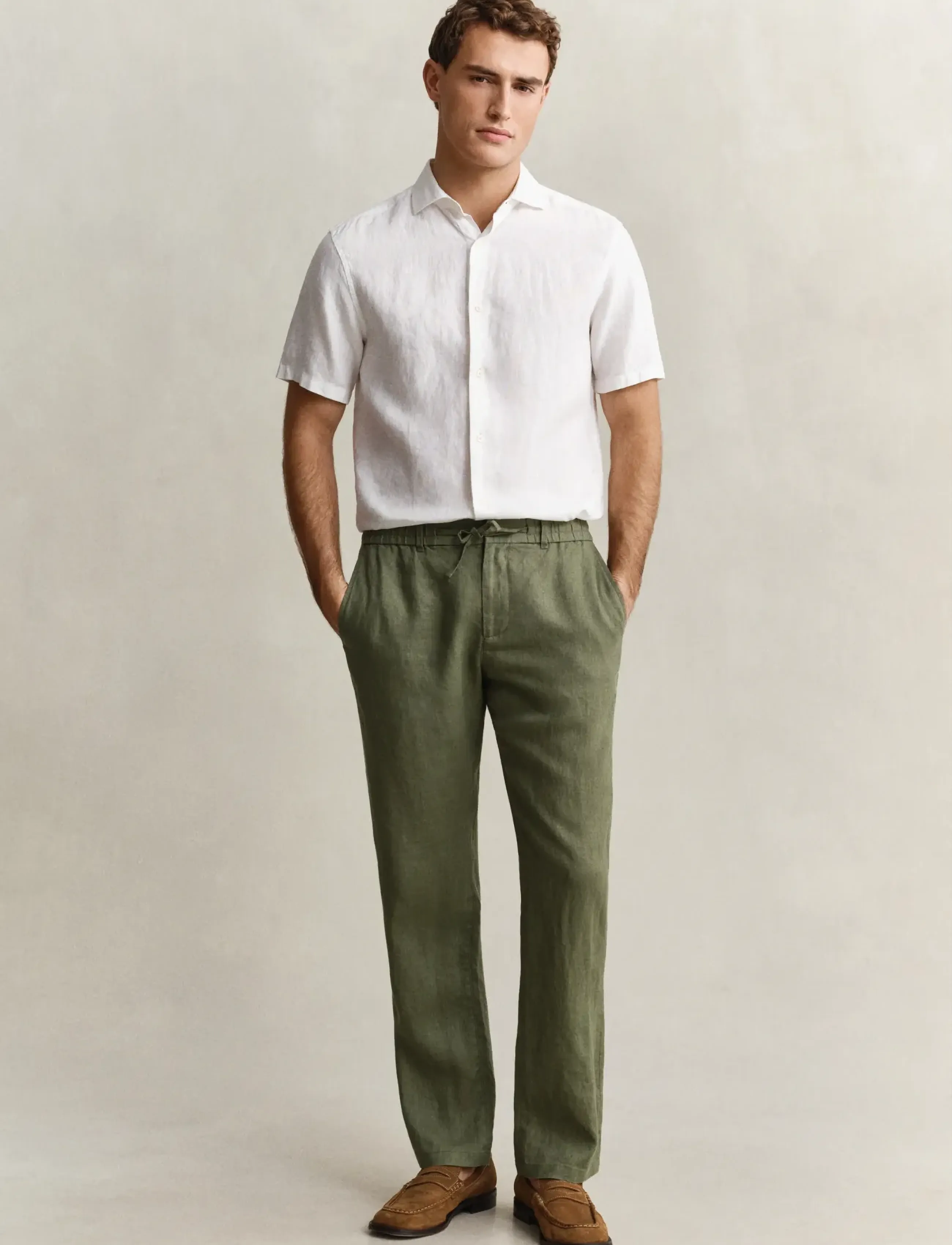 Gant Linen Pants - Gant - DRY HERB GREEN / khaki/green