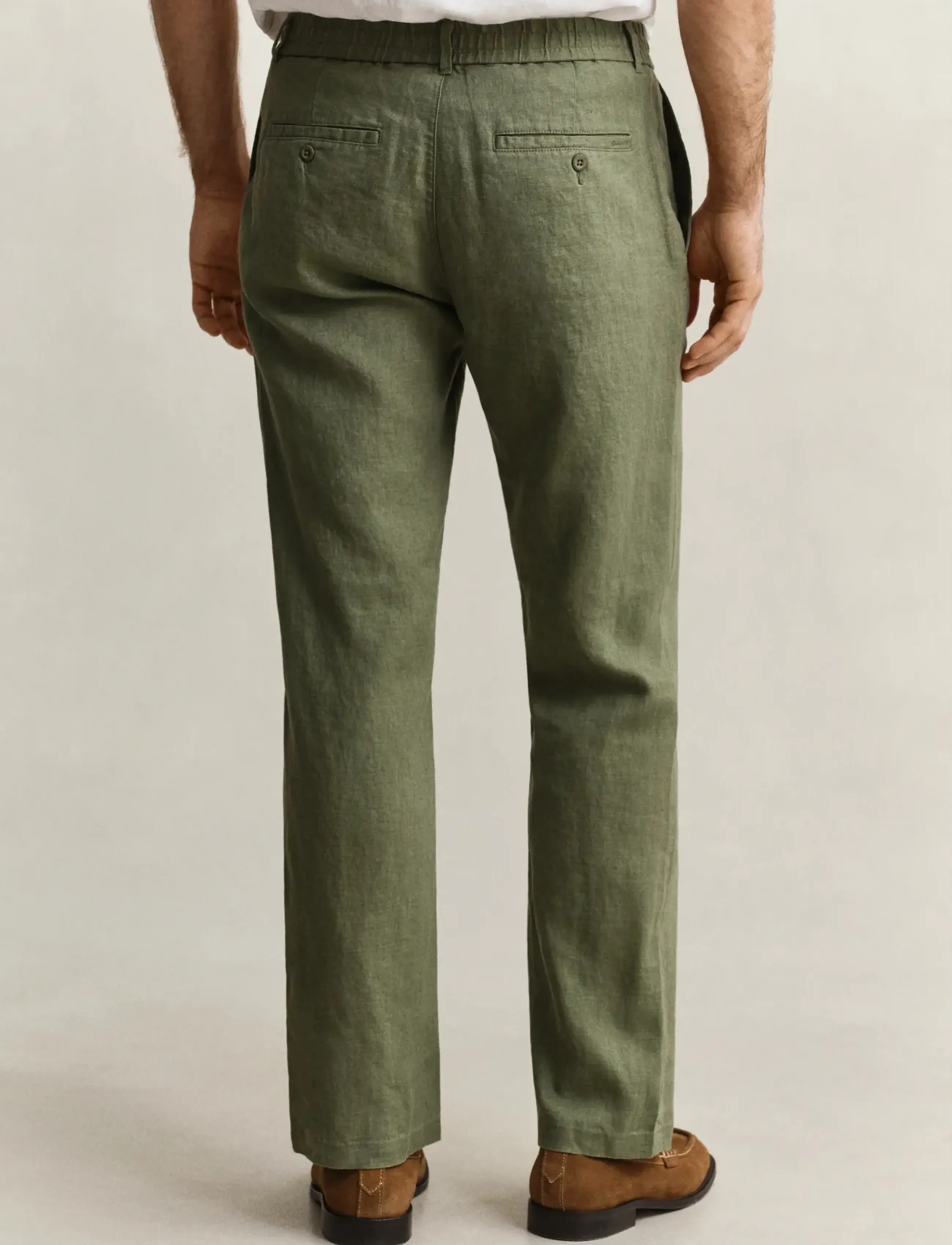 Gant - Linen Pants - linen trousers - dry herb green - 2