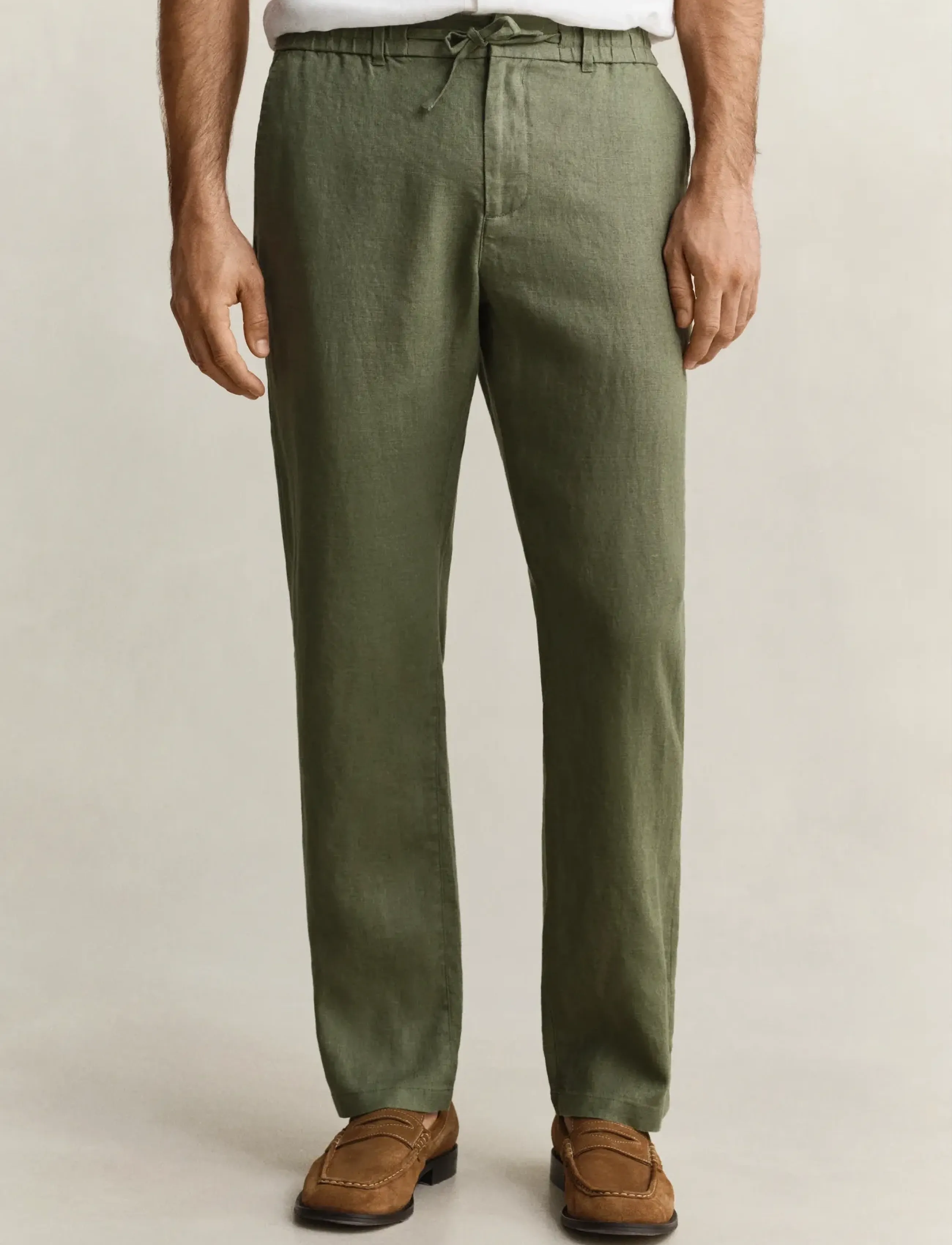 Gant - Linen Pants - linen trousers - dry herb green - 3
