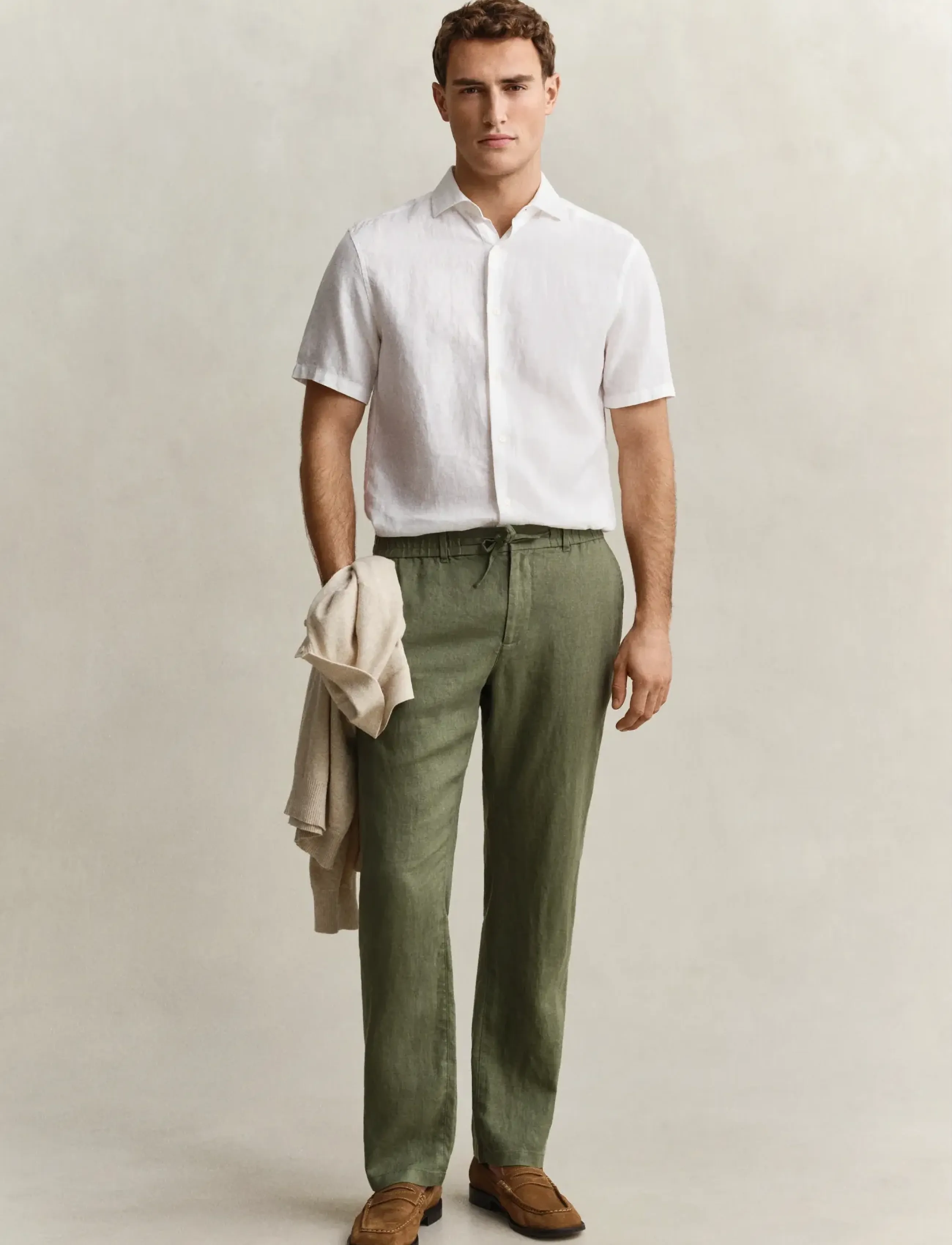 Gant - Linen Pants - linen trousers - dry herb green - 4