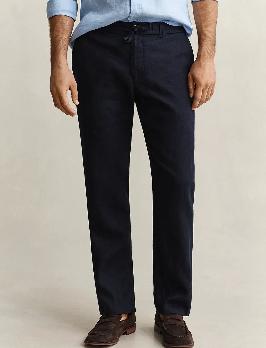 Gant - Linen Pants - hørbukser - evening blue - 3